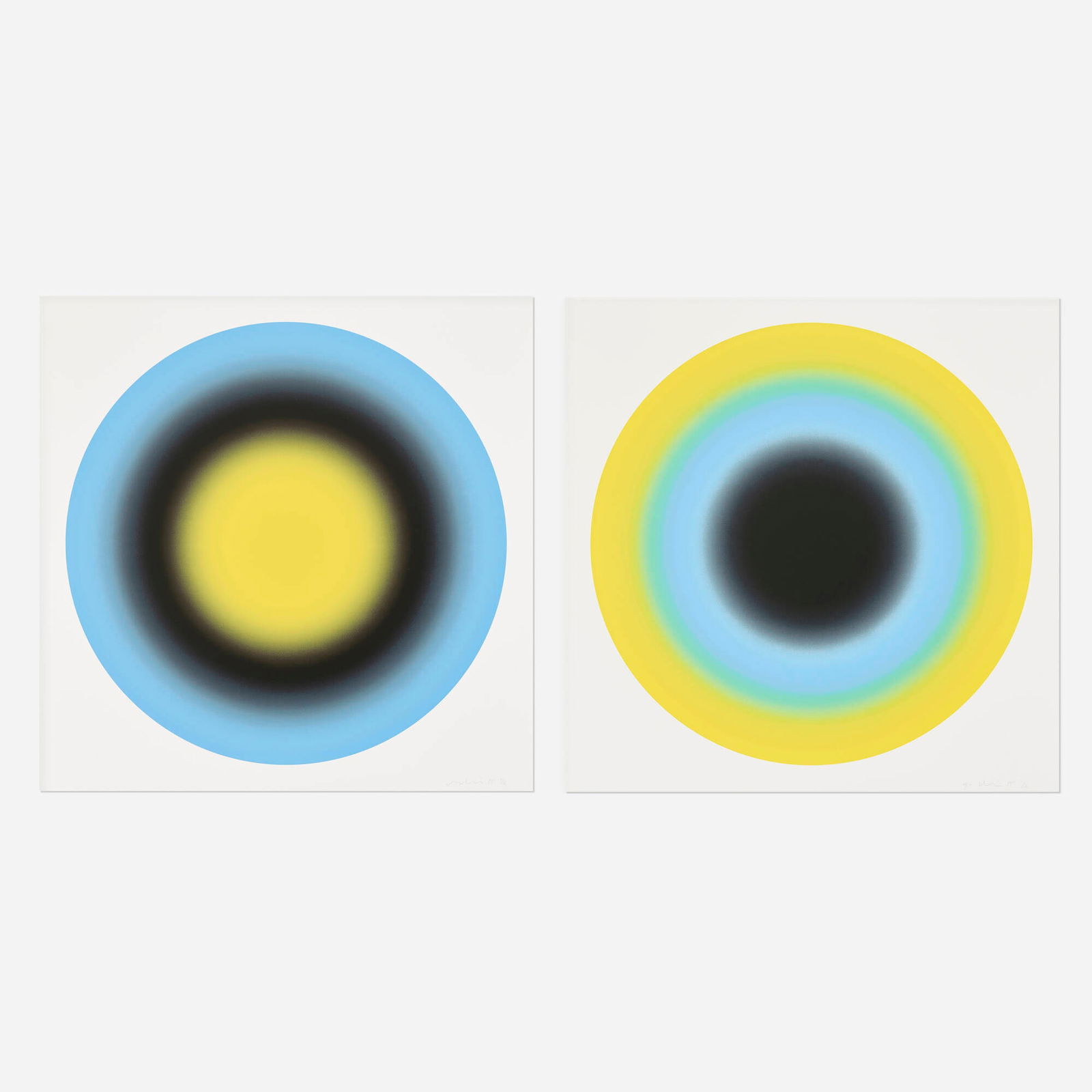 Ugo Rondinone, Small Sun suite: Ugo Rondinone Small Sun suite 2019screenprint in colors on Rising 4-ply Museum Board image: 32 dia in (81 cm) sheet: 36 h x 36 w in (91 x 91 cm) Signed and numbered to lower right of each w