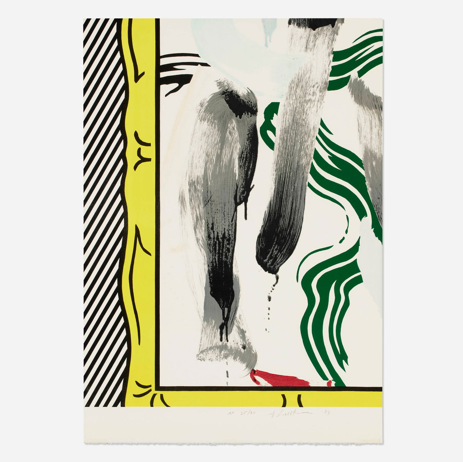 Roy Lichtenstein, Against Apartheid: Roy Lichtenstein Against Apartheid 1983screenprint in colors on Arches 33.5 h x 23.5 w in (85 x 60 cm) Signed, dated and numbered to lower edge 'AP 25/30 rf Lichtenstein '83'. This work is art