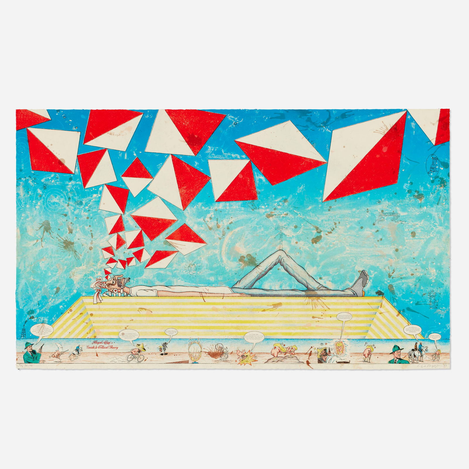 Enrique Chagoya, Illegal Alien's Guide to Critical Theory: Enrique Chagoya Illegal Alien's Guide to Critical Theory 2007lithograph in colors 24 h x 40 w in (61 x 102 cm) Signed, dated and numbered to lower edge '2/4 PAT IMP Chagoya 07'. This work is p