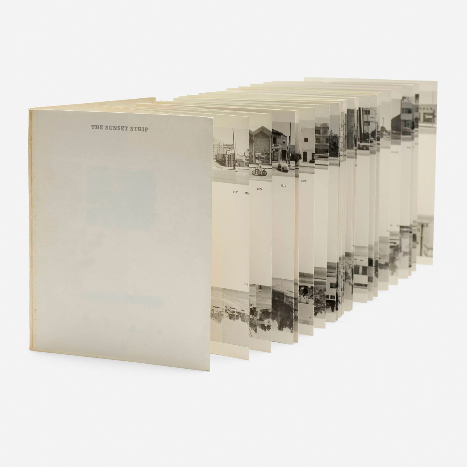 Ed Ruscha, Every Building on the Sunset Strip: Ed Ruscha Every Building on the Sunset Strip 1966 / 1971offset lithograph in bound book, silver Mylar 7.125 h x 5.625 w x .5 d in (18 x 14 x 1 cm) This work is from the second edition of 5000