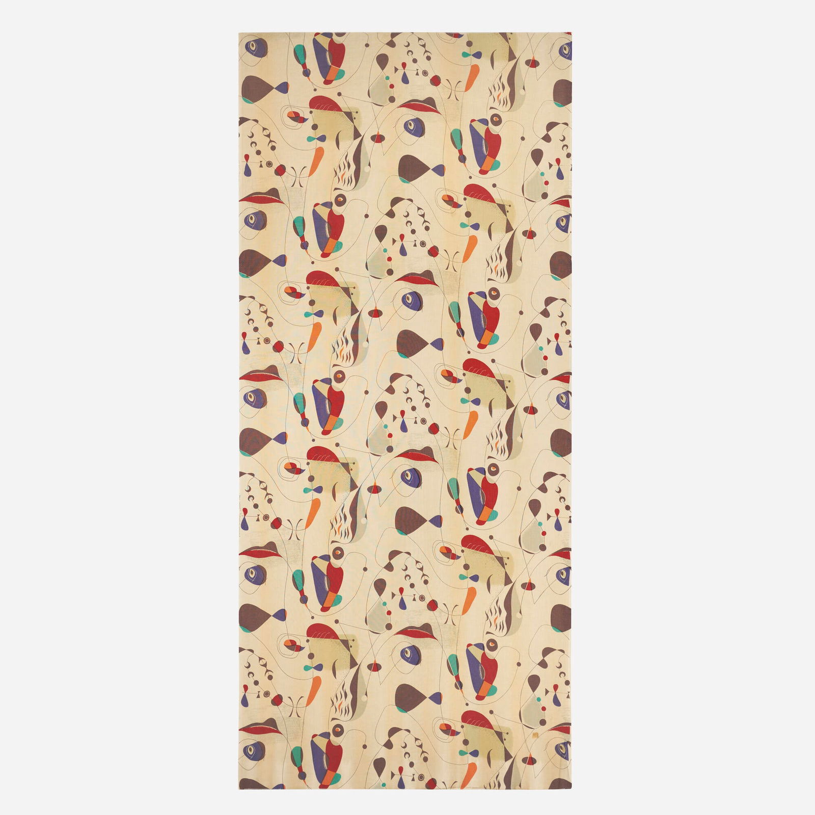 Paul Laszlo, European Group textile: Paul Laszlo European Group textile c. 1954cotton, rayon 107 h x 48 w in (272 x 122 cm) Printed inscription to edge 'Paul Laszlo's European Group'. Provenance: The Peter