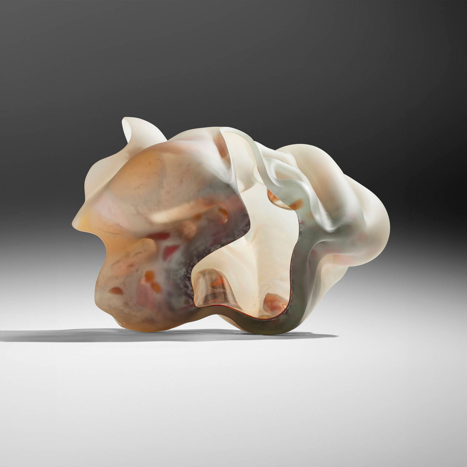 Marvin Lipofsky, Pilchuck Series #12 Summer Rain: Marvin Lipofsky Pilchuck Series #12 Summer Rain 1984-85glass 12.25 h x 18.5 w x 14.75 d in (31 x 47 x 37 cm) Blown with help from Rich Royal and Robbie Miller. Incised signature, title