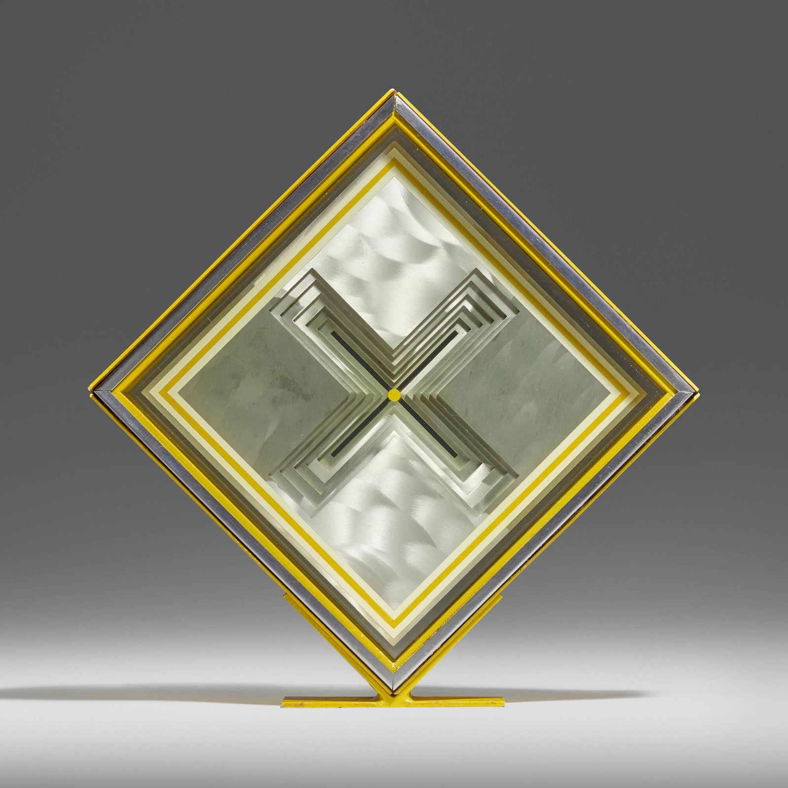 Tony DeLap, Box: Tony DeLap Box 1968aluminum, lacquered acrylic, glass, enameled aluminum, enameled steel 14 h x 13.5 w x 2.5 d in (36 x 34 x 6 cm) Provenance: Dilexi Gallery, San Francisco |