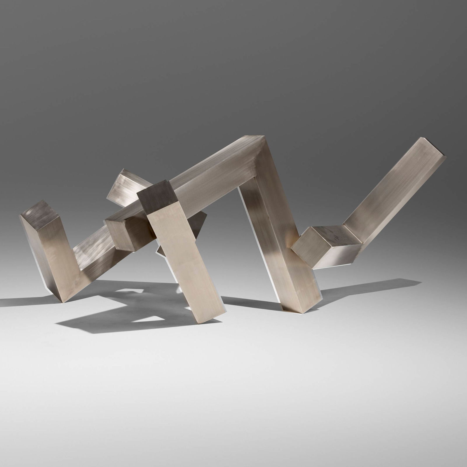 Brian Wall, End: Brian Wall End 2021stainless steel 31.25 h x 80 w x 56 d in (79 x 203 x 142 cm) Impressed signature and date to lower edge 'Wall 2021'. Provenance: Private Collection <