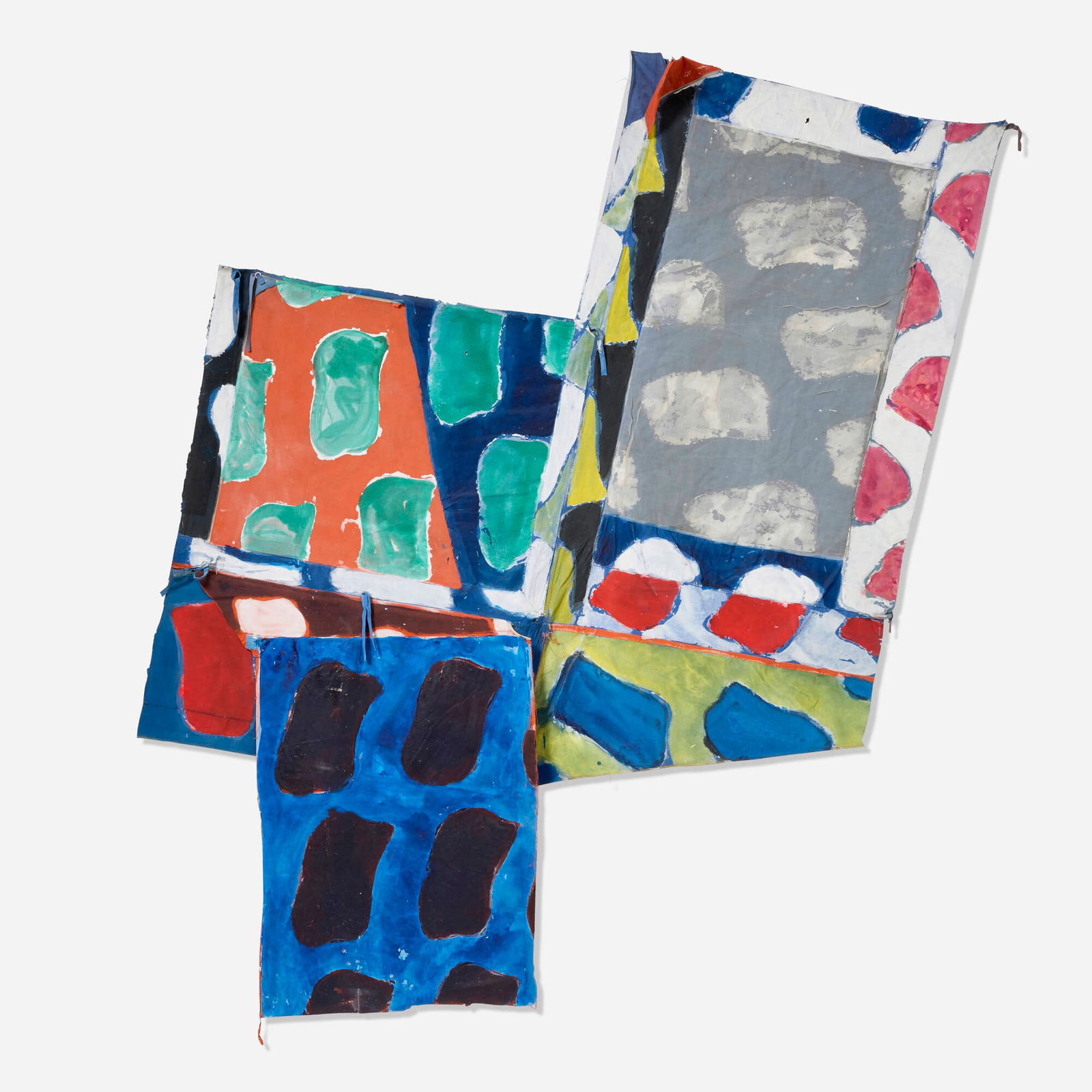 Claude Viallat, Untitled: Claude Viallat Untitled 1980acrylic on found canvas 74.75 h x 84 w in (190 x 213 cm) Provenance: Ace Gallery, Los Angeles | The Jake and Ruth Bloom Collection