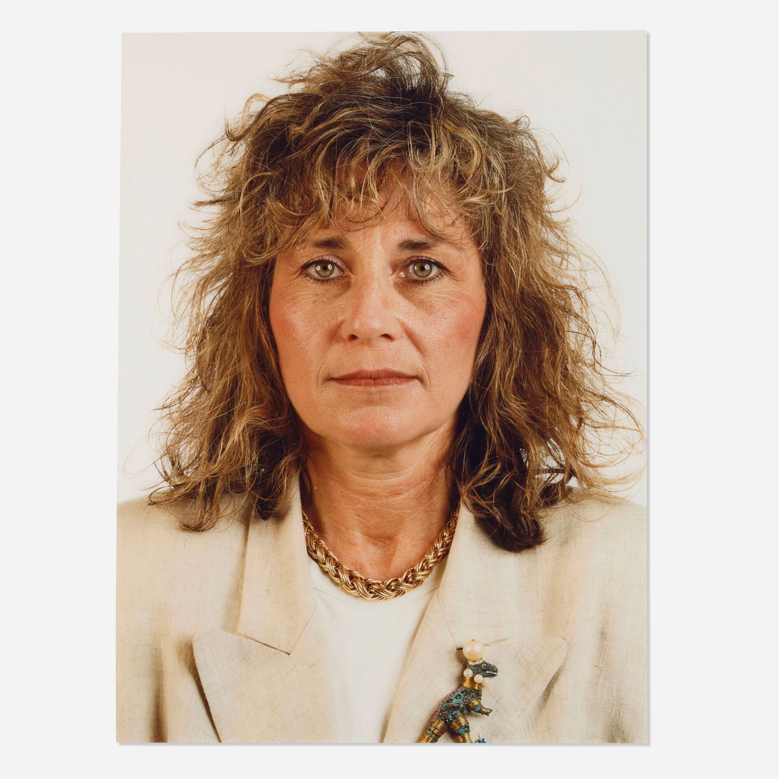 Thomas Ruff Studio, Portrait of Ruth Bloom: Thomas Ruff Studio Portrait of Ruth Bloom 1989Cibachrome print mounted to acrylic image: 62 h x 47 w in (157 x 119 cm) sight: 79 h x 61.5 w in (201 x 156 cm) Provenance: Ba
