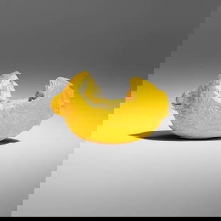 David Adamo, Untitled (Lemon): David Adamo Untitled (Lemon) 2013painted cast plaster 2.5 h x 3.5 w x 2.25 d in (6 x 9 x 6 cm) Provenance: Ibid Gallery, Los Angeles | The Jake and Ruth Bloom Collection