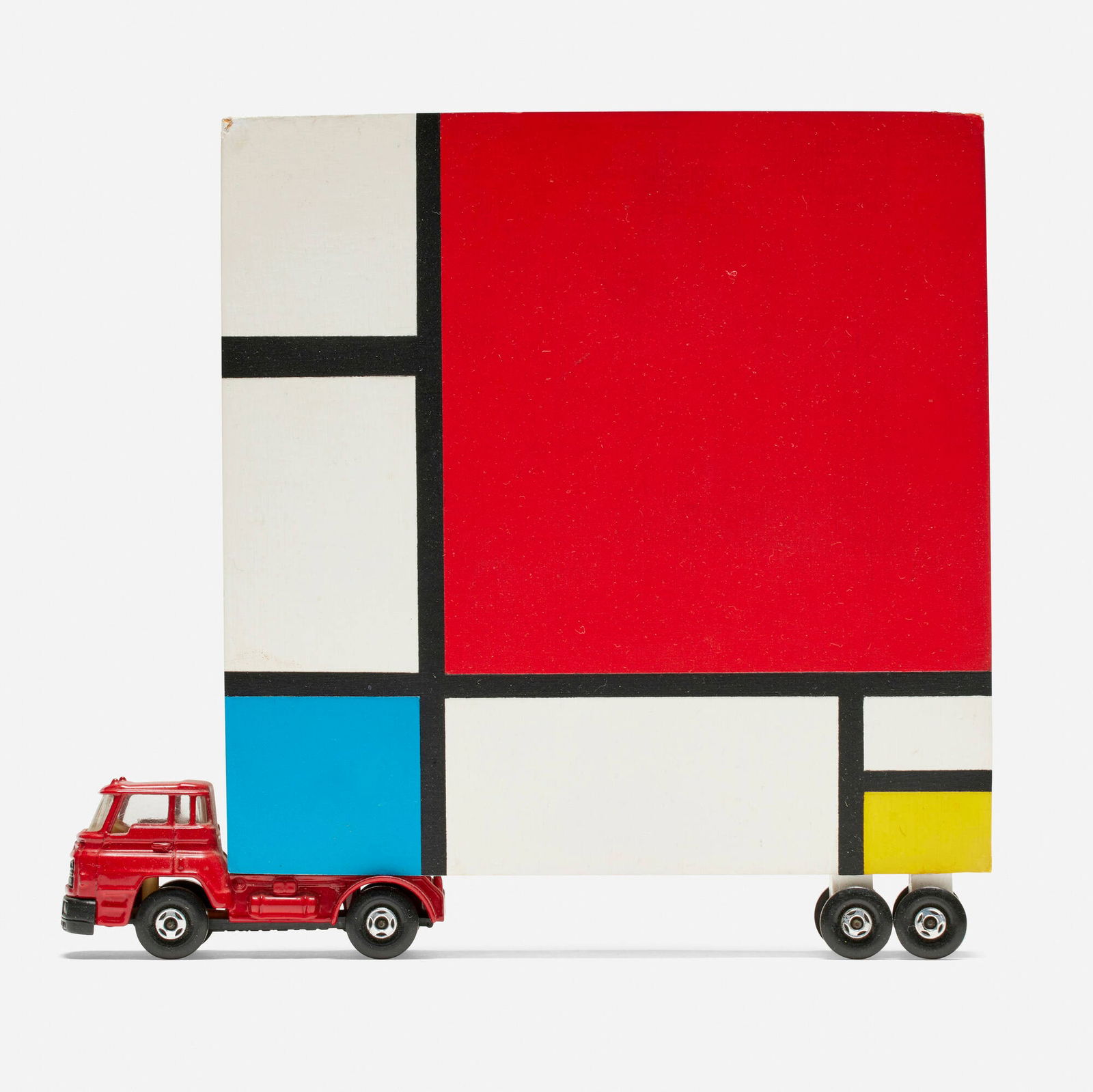 Bruce Houston, Untitled (Mondrian Truck): Bruce Houston Untitled (Mondrian Truck) 1991mixed media sculpture 7.25 h x 7.75 w x 1.5 d in (18 x 20 x 4 cm) Signed and dated to underside 'Bruce Houston 1991'. Provenance: