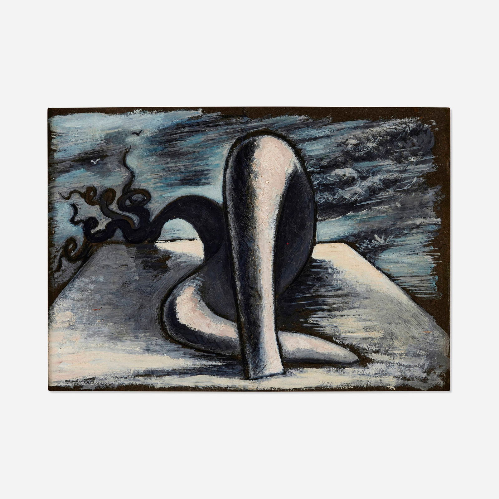 Lorser Feitelson, Study for Magic Space Forms: Lorser Feitelson Study for Magic Space Forms c. 1945oil on board, double-sided sight (alternate orientations): 9.5 h x 13.5 w in (24 x 34 cm) Provenance: Gift from the artist