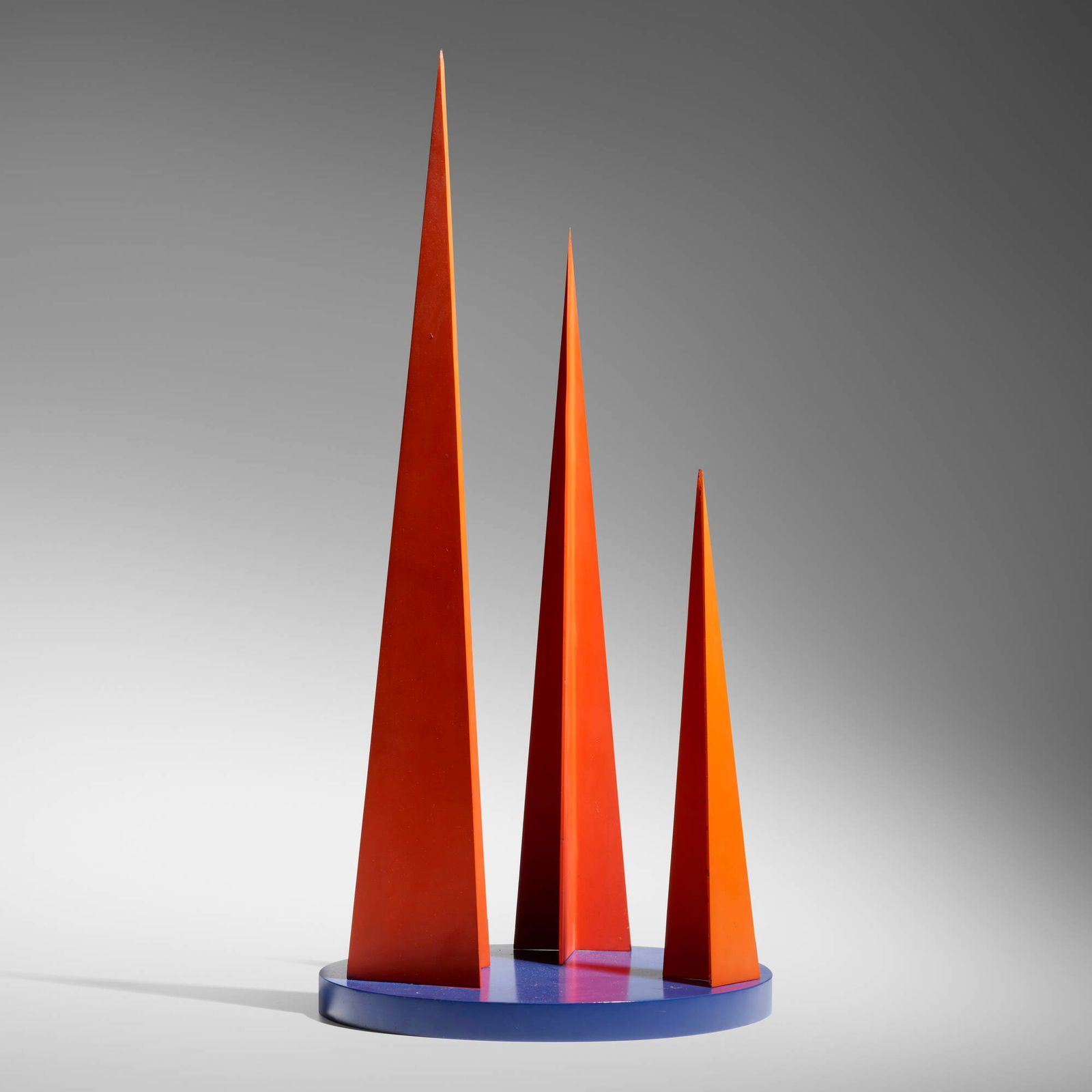 Mathias Goeritz, Tres torres: Mathias Goeritz Tres torres c. 1961painted steel 28 h x 14 dia in (71 x 36 cm) Incised signature to base 'MG'. Provenance: The Artist | Estate of Basia Gingold, Los Ang