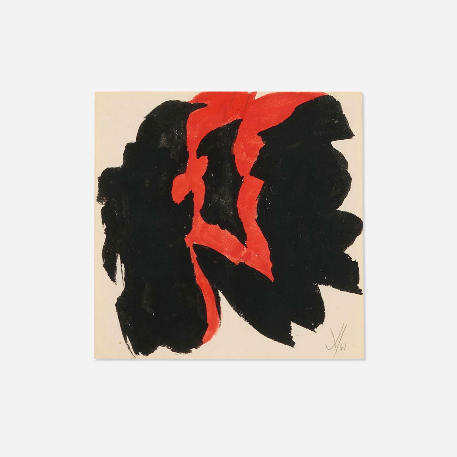 Jack Youngerman, Untitled: Jack Youngerman Untitled 1961gouache on paper 4.25 h x 4.25 w in (11 x 11 cm) Signed and dated to lower right 'JY 61'. Provenance: Washburn Gallery, New York | Private
