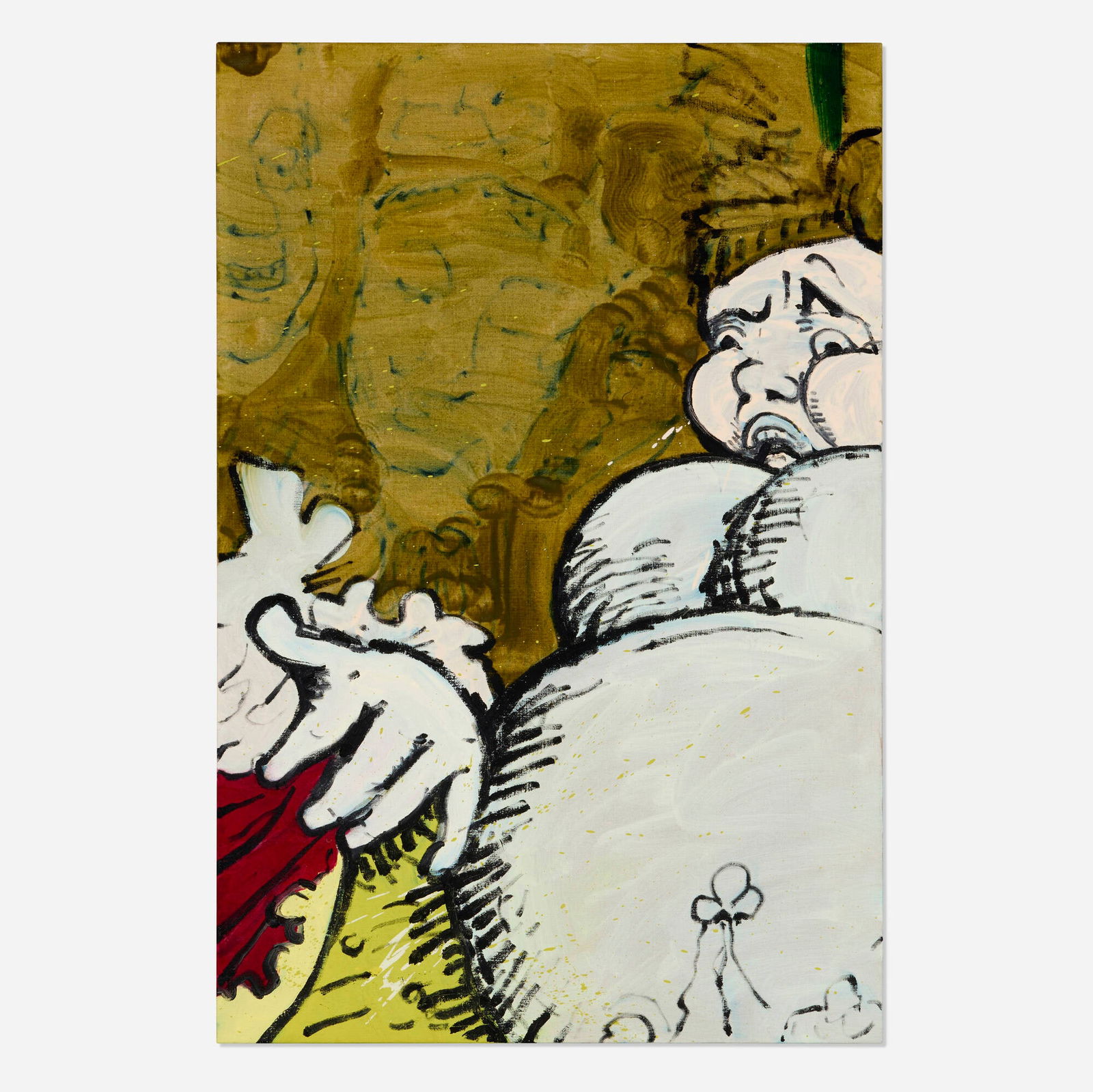 Charlie Billingham, Don't Congregate on the Stairs: Charlie Billingham Don't Congregate on the Stairs 2015oil on linen 35.25 h x 23.625 w in (90 x 60 cm) Signed, titled and dated to verso 'Charlie Billingham Don't Congregate on the Stairs 2015'