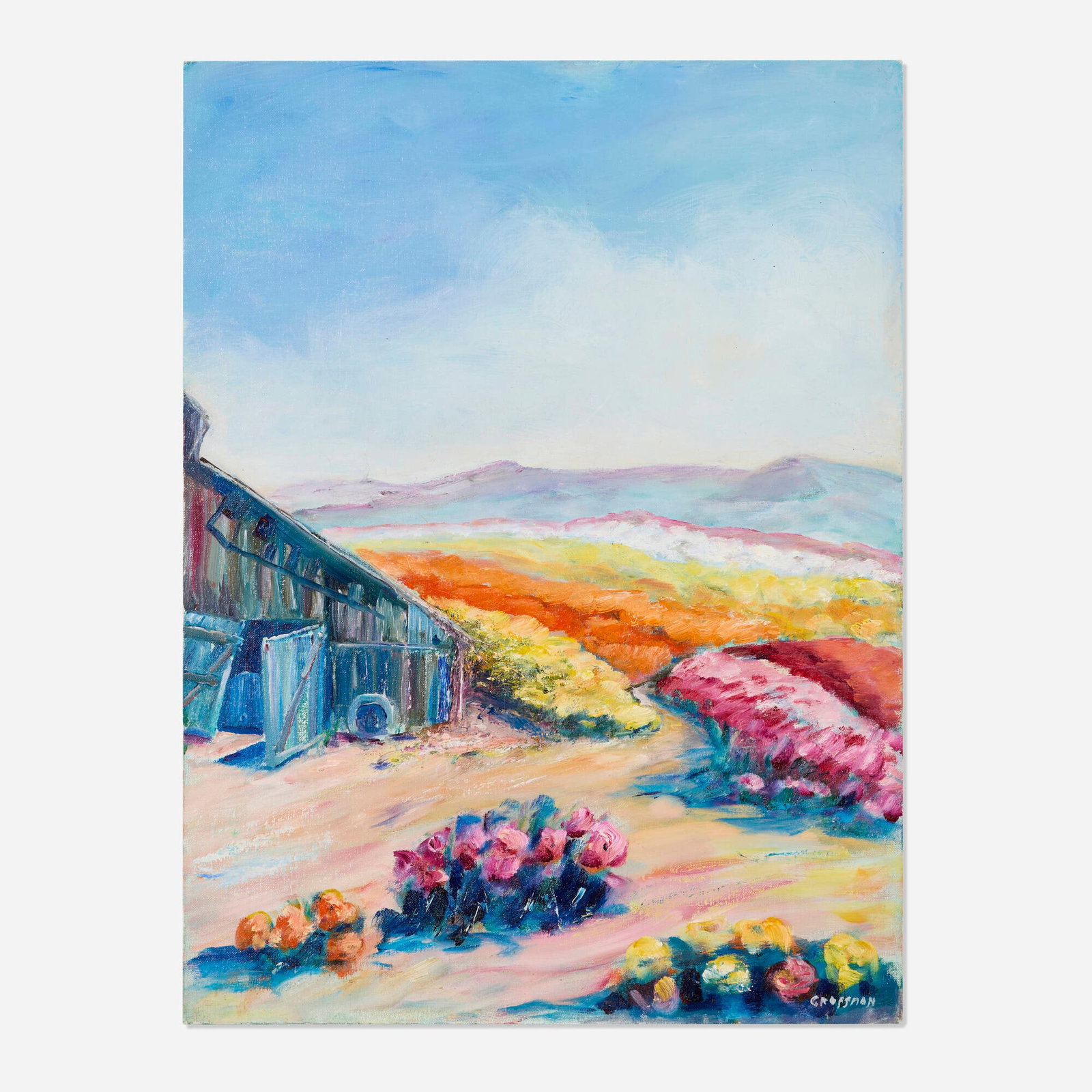 Greta Magnusson Grossman, Untitled: Greta Magnusson Grossman Untitled oil on canvas 24 h x 18 w x 0.75 d in (61 x 46 x 2 cm) Signed to lower right 'Grossman'. Sold with an original business card from the artist. Th