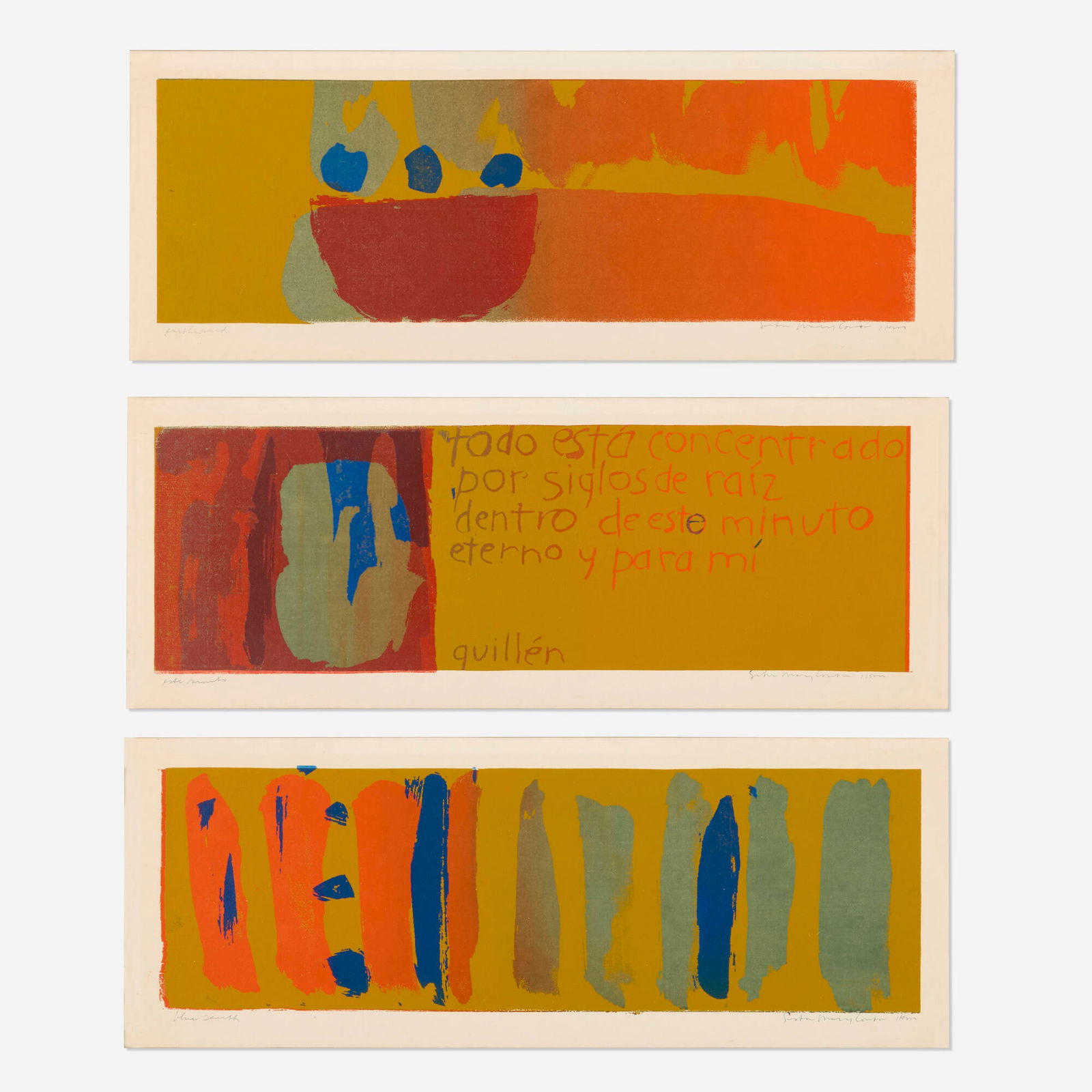 Corita Kent (Sister Mary Corita), este minuto; earthworld; blue zenith (Unique) (three works) (1 of 3)