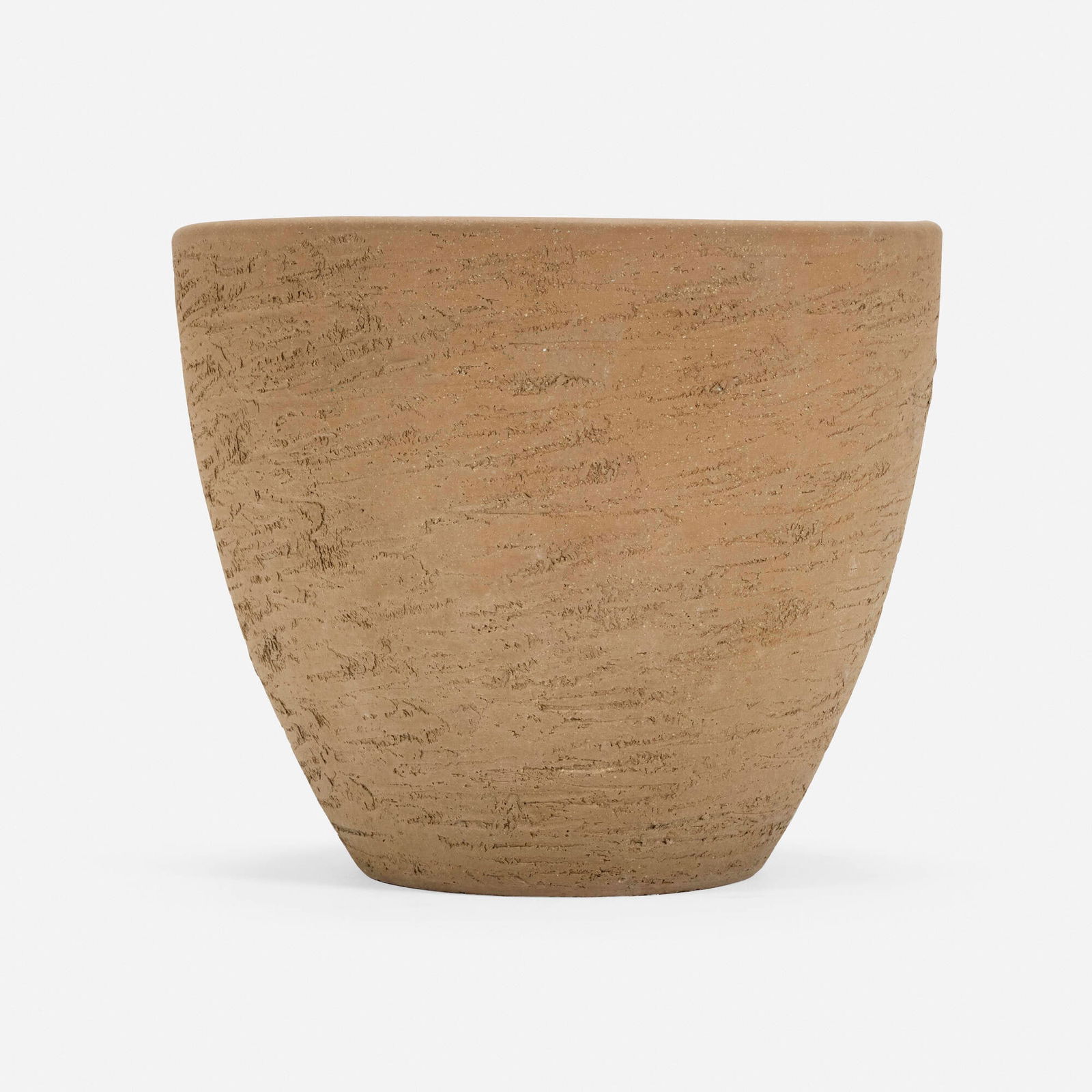 Stan Bitters, Flowing texture pot: Stan Bitters Flowing texture pot Hans Sumpf Co.USAstoneware 17.5 h x 21 w x 21 d in (44 x 53 x 53 cm) Incised manufacturer's mark to interior 'H.S.C. B21-18 AD'. This