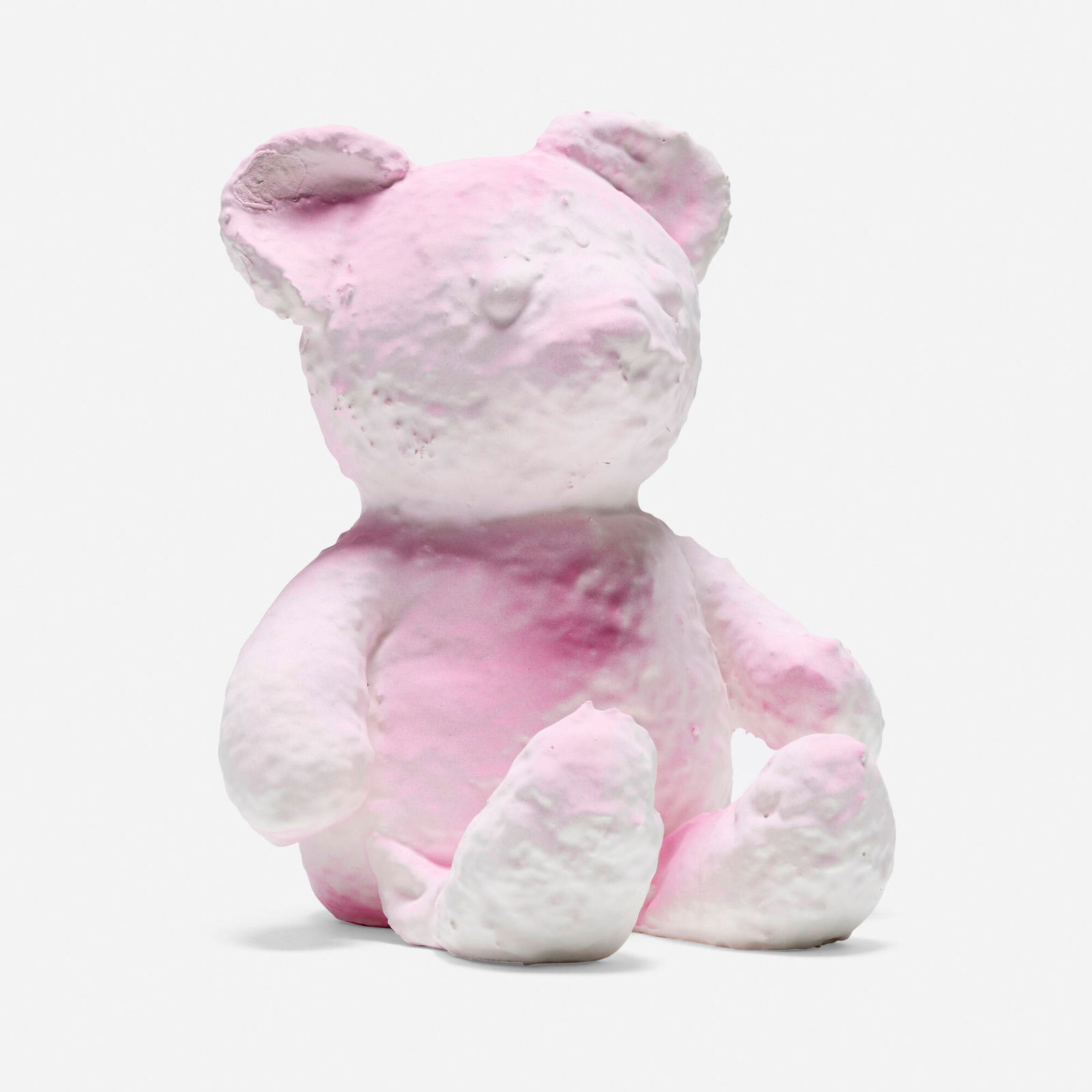 Daniel Arsham, Pink Cracked Bear: Daniel Arsham Pink Cracked Bear 2019cast plaster, fabric, pigment 9.825 h x 8 w x 8 d in (25 x 20 x 20 cm) This work is number 454 from the edition of 500 published by the artist. Sold with or