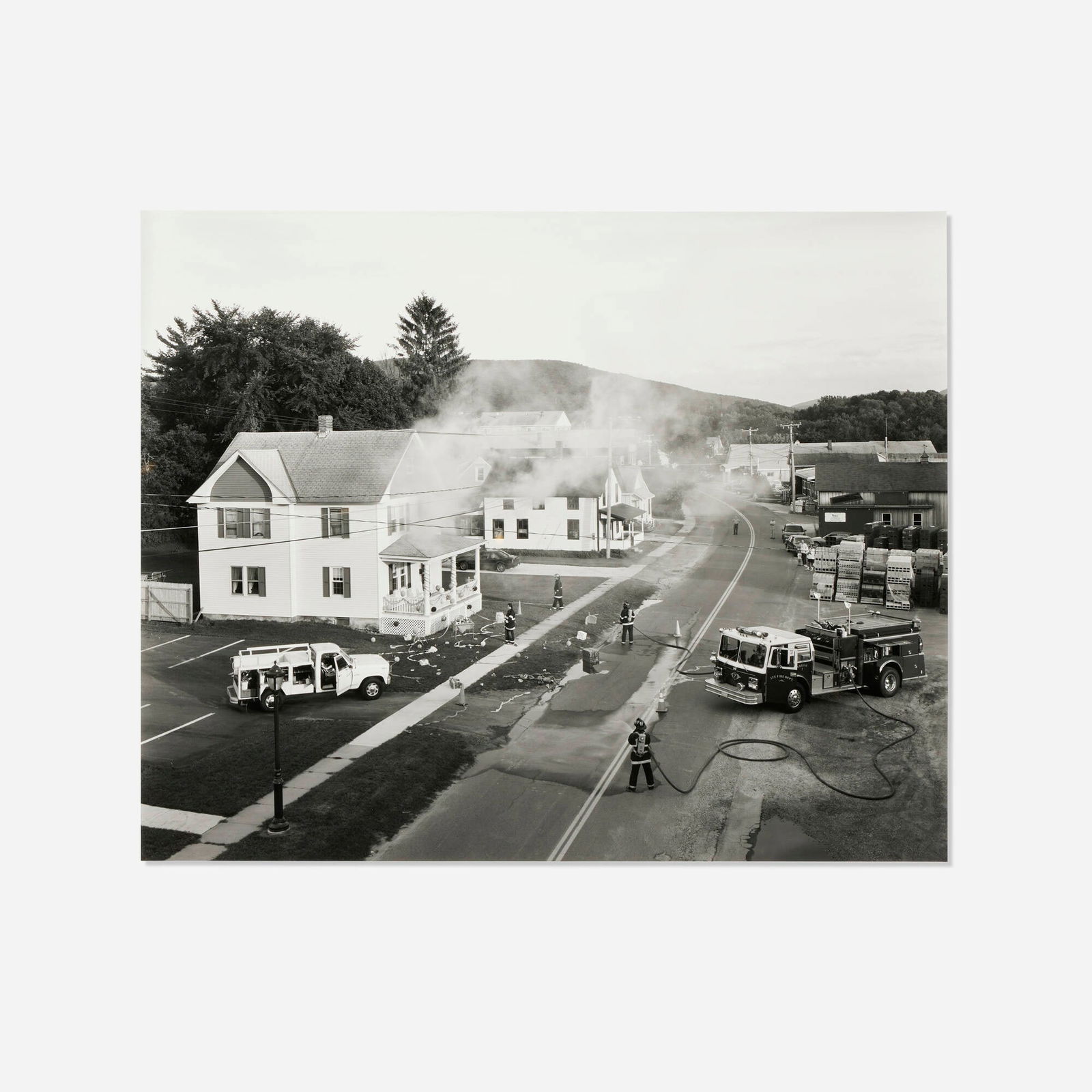 Gregory Crewdson, Untitled (burning house) (from the Hover series): Gregory Crewdson Untitled (burning house) (from the Hover series) 1997gelatin silver print image: 18 h x 22.25 w in (46 x 57 cm) sheet: 20 h x 23.875 w in (51 x 61 cm) Signed, dated and num