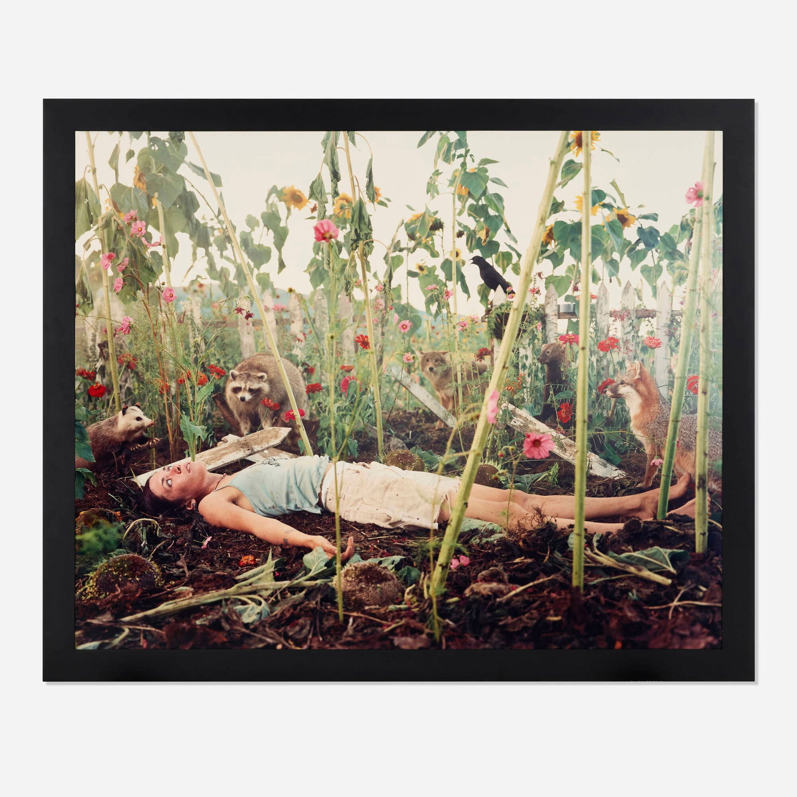 Gregory Crewdson, Untitled (dead girl in garden): Gregory Crewdson Untitled (dead girl in garden) 1998C-print mounted to Dibond in artist's frame 53.25 h x 65.5 w in (135 x 166 cm) Signed and dated to gallery label on frame verso 'Gregory Cre
