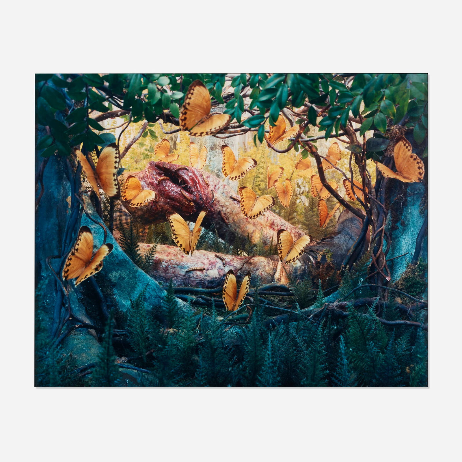 Gregory Crewdson, Untitled (leg birthing butterflies): Gregory Crewdson Untitled (leg birthing butterflies) 1995C-print mounted to Sintra 36.75 h x 46 w in (93 x 117 cm) This work is number 2 from the edition of 6. Provenance: