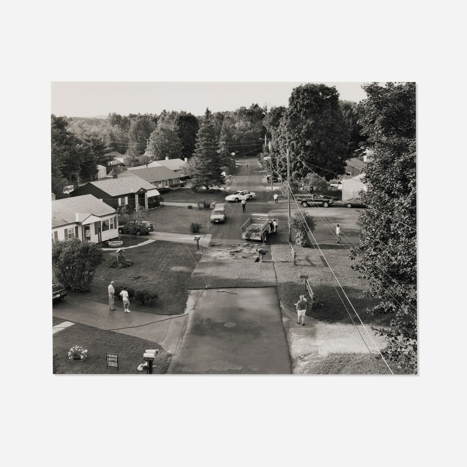 Gregory Crewdson, Untitled (man sodding street closed) (from the Hover series): Gregory Crewdson Untitled (man sodding street closed) (from the Hover series) 1996gelatin silver print image: 18.25 h x 22.75 w in (46 x 58 cm) sheet: 20 h x 24 w in (51 x 61 cm) Signed, da