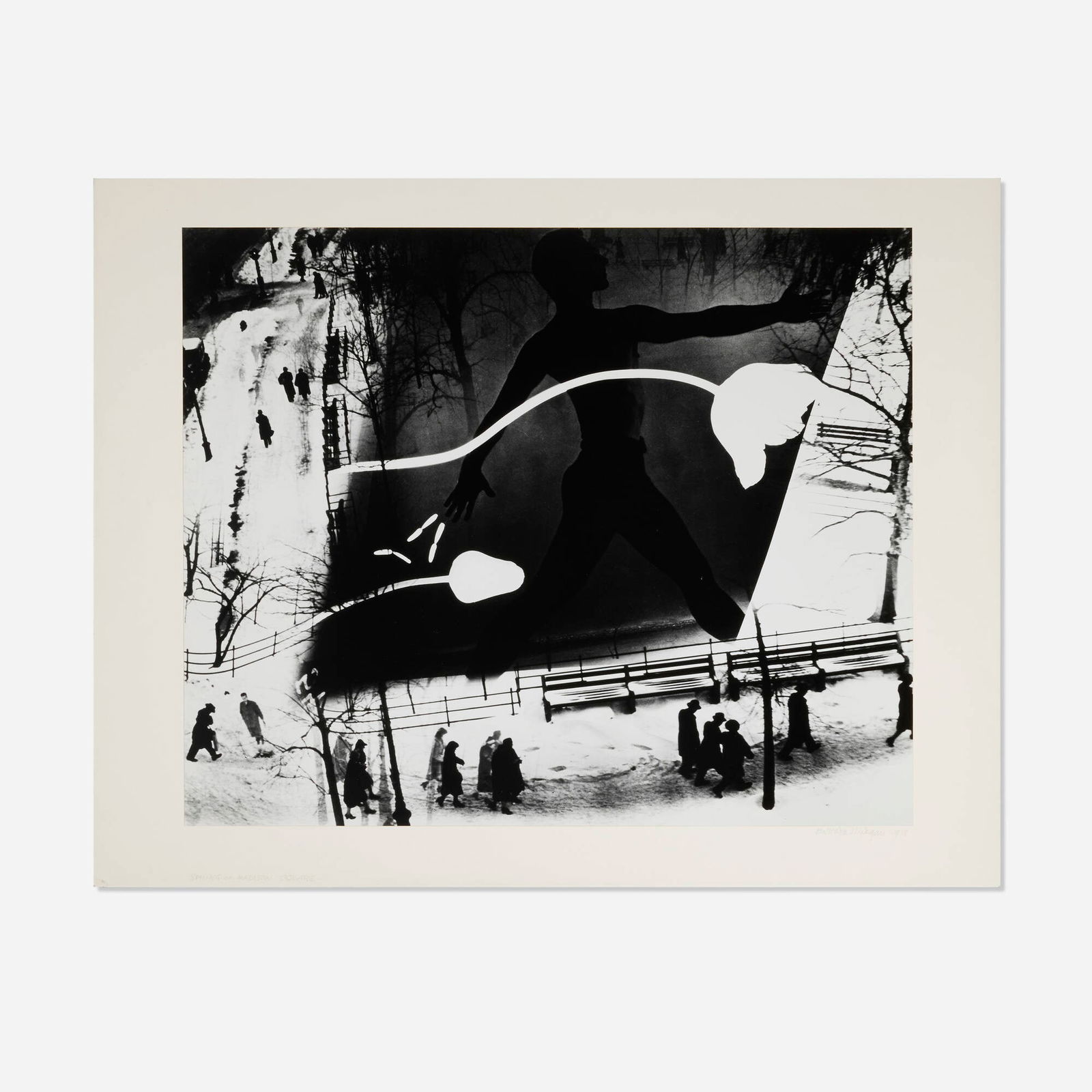 Barbara Morgan, Spring on Madison Square (Photomontage): Barbara Morgan Spring on Madison Square (Photomontage) 1938 / printed latergelatin silver print, photomontage sheet: 18.5 h x 22.5 w in (47 x 57 cm) mount: 22 h x 28 w in (56 x 71 cm) Signe