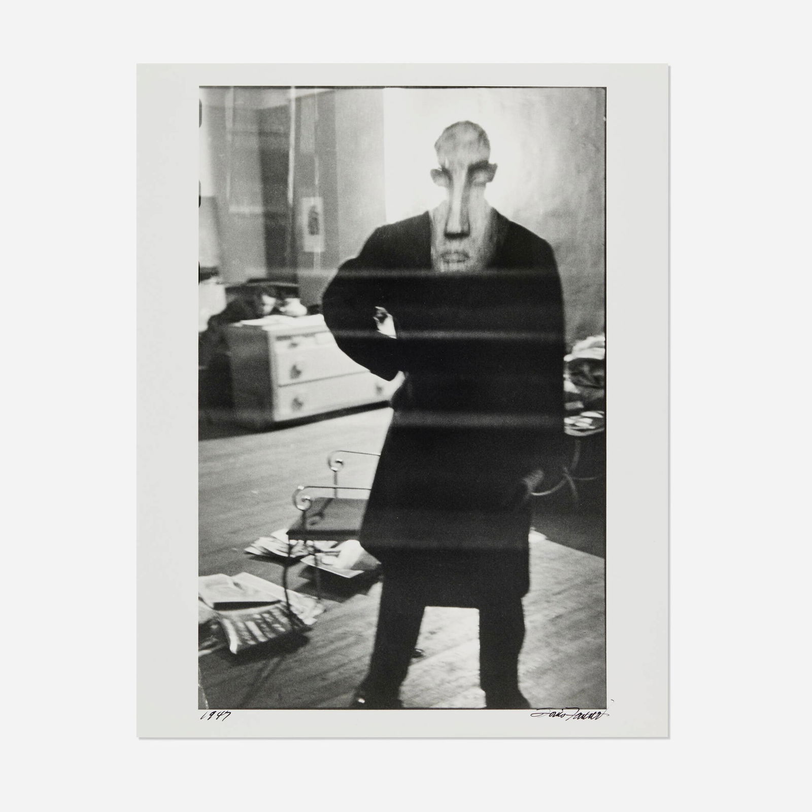 Louis Faurer, George Barrows in Robert Frank's Loft, New York, NY: Louis Faurer George Barrows in Robert Frank's Loft, New York, NY 1947 / printed 1991gelatin silver print image: 12.75 h x 8.375 w in (32 x 21 cm) sheet: 13.875 h x 11 w in (35 x 28 cm) Sign