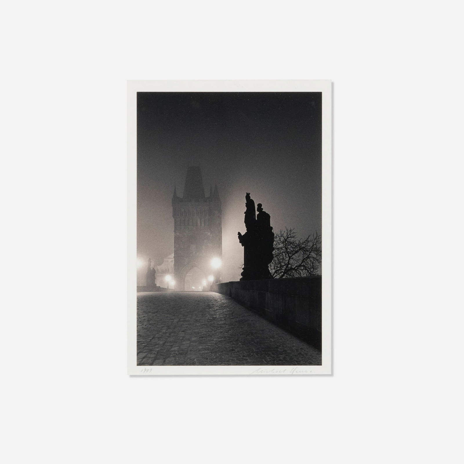 Michael Kenna, Charles Bridge, Study 4, Prague, Czechoslovakia: Michael Kenna Charles Bridge, Study 4, Prague, Czechoslovakia 1989 / printed 1990vintage gelatin silver print image: 9 h x 6 w in (23 x 15 cm) mount: 14 h x 11 w in (36 x 28 cm) Signed and