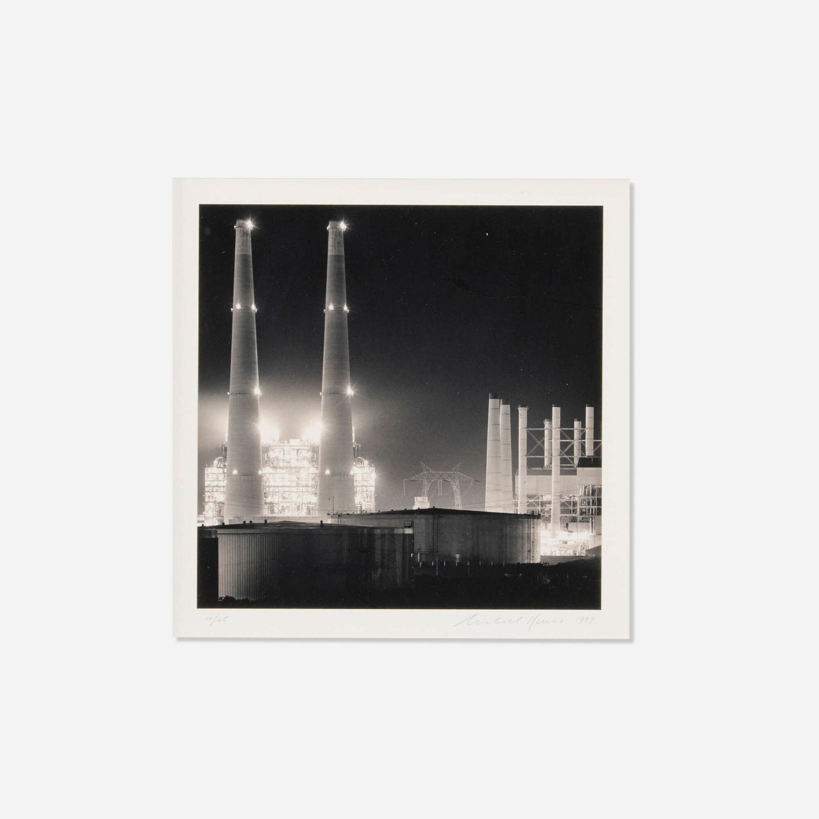 Michael Kenna, Moss Landing Power Station, Study #3: Michael Kenna Moss Landing Power Station, Study #3 1989sepia and selenium toned gelatin silver print image: 7.5 h x 7.5 w in (19 x 19 cm) sight: 8.5 h x 8.5 w in (22 x 22 cm) Signed, dated