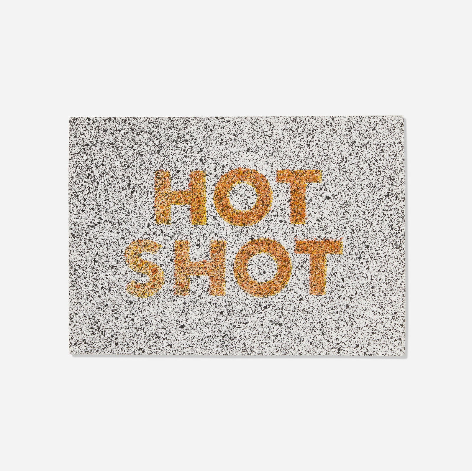 Ed Ruscha, Hot Shot (from the 18 Small Prints portfolio): Ed Ruscha Hot Shot (from the 18 Small Prints portfolio) 1973lithograph in colors 6 h x 8.25 w in (15 x 21 cm) Signed, dated and numbered to verso '8/100 Edward Ruscha 1973'. This work is numbe