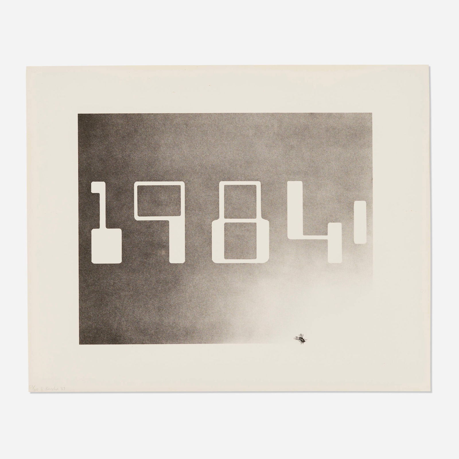 Ed Ruscha, 1984: Ed Ruscha 1984 1967lithograph with hand-coloring on Arches Cover image: 13.875 h x 17.75 w in (35 x 45 cm) sheet: 20 h x 24.625 w in (51 x 63 cm) Signed, dated and numbered to lower left '5