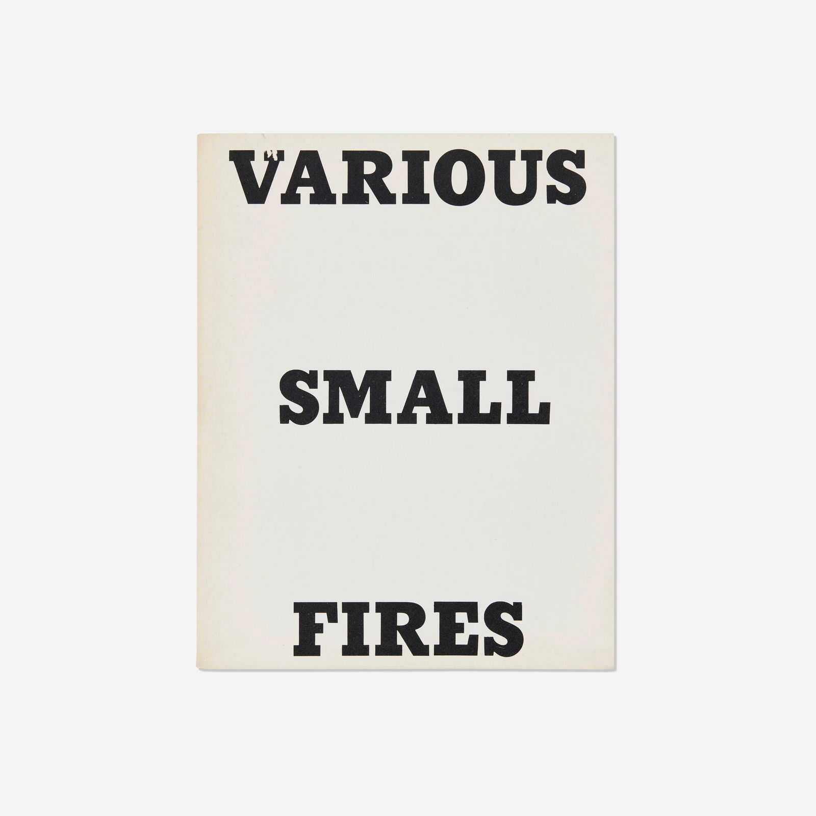 Ed Ruscha, Various Small Fires and Milk: Ed Ruscha Various Small Fires and Milk 1964black offset printing 7 h x 5.5 w x .25 d in (18 x 14 x 1 cm) Signed to front endpaper 'Ed Ruscha'. This work is from the first edition of 400.
