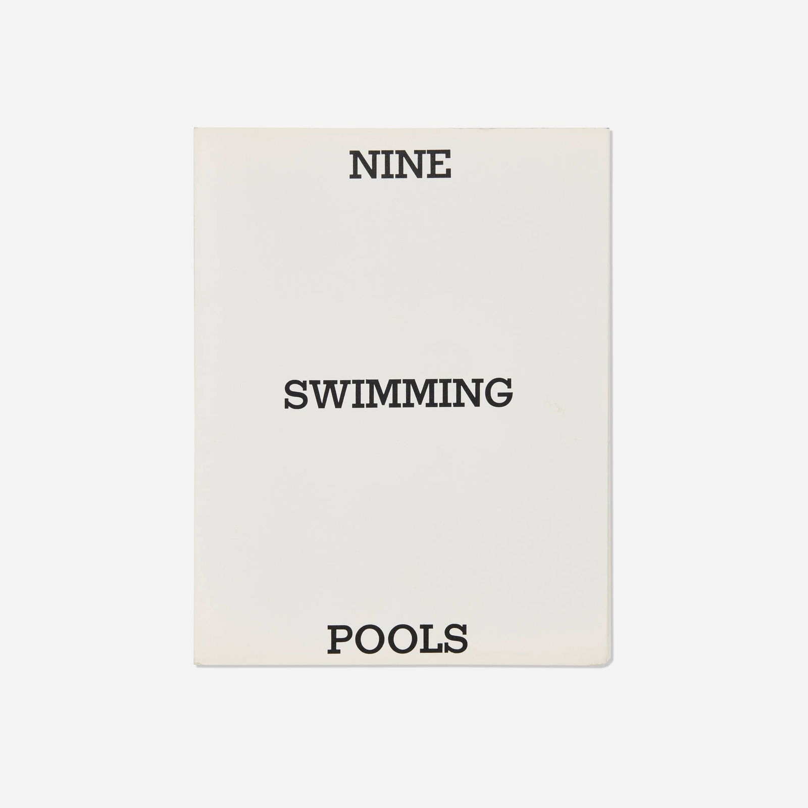 Ed Ruscha, Nine Swimming Pools and a Broken Glass: Ed Ruscha Nine Swimming Pools and a Broken Glass 19684-color offset printing on white paper 7 h x 5.5 w x 0.25 d in (18 x 14 x 1 cm) Signed to front endpaper 'Ed Ruscha'. This work is from the