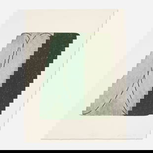 Robert Mangold, Fragment V (from the Fragments portfolio): Robert Mangold Fragment V (from the Fragments portfolio) 1997lithograph in colors on Twinrocker cream calligraphy image: 13.25 h x 18.25 w in (34 x 46 cm) sheet: 24 h x 18.25 w in (61 x 46 cm)