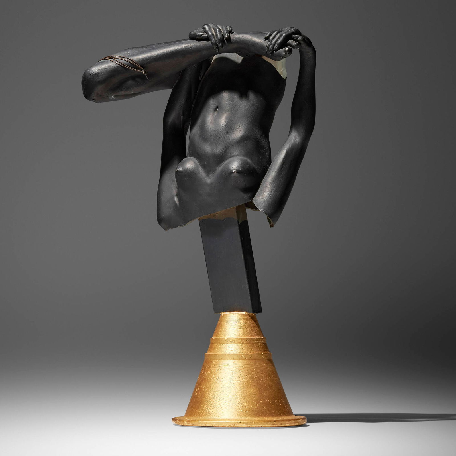 Robert Graham, Black Torso Fragment: Robert Graham Black Torso Fragment 1980patinated bronze, gold leaf 17.000 h x 11.000 w x 8.000 d in (43 x 28 x 20 cm) This work is unique. Provenance: Acquired directly