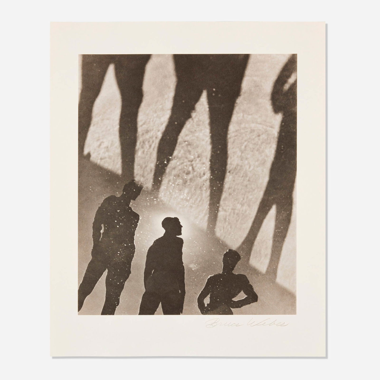Bruce Weber, Three Men in a Reflecting Pool, Santa Barbara: Bruce Weber Three Men in a Reflecting Pool, Santa Barbara 1989platinum palladium print image: 12.250 h x 10.375 w in (31 x 26 cm) sheet: 15.875 h x 13.000 w in (40 x 33 cm) Signed to lower