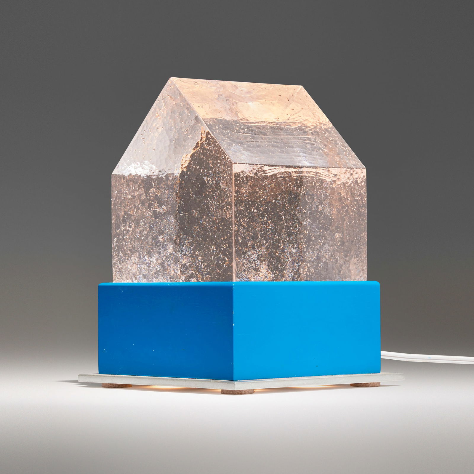 John Lewis, House Lamp: John Lewis House Lamp USA, 2018cast glass, aluminum, painted wood 10 h x 7.625 w x 7.625 d in (25 x 19 x 19 cm) Lamp features a touch-activated base plate. Provenance: