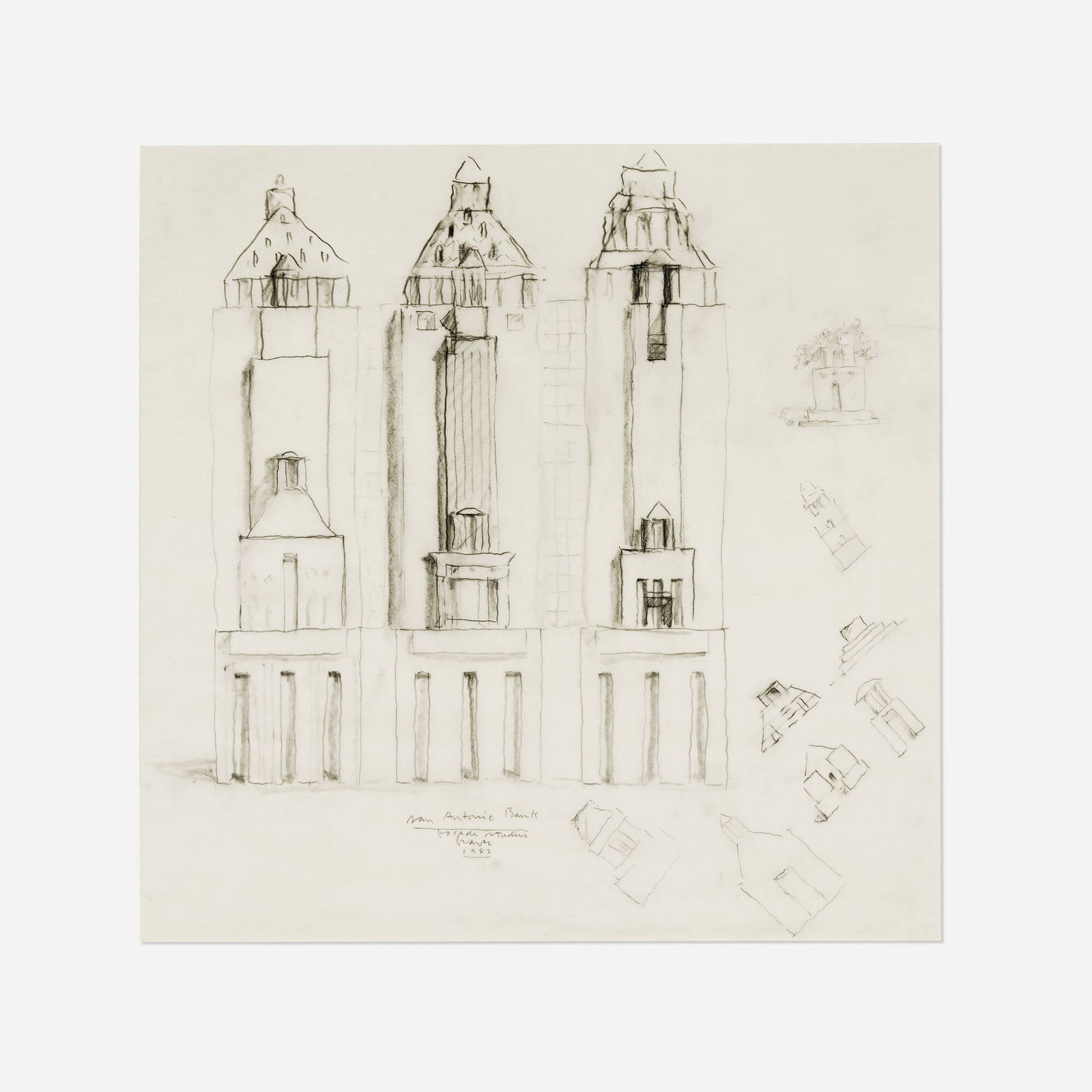 Michael Graves, Republic Bank Building and Texas Theatre, San Antonio facade studies (1 of 4)