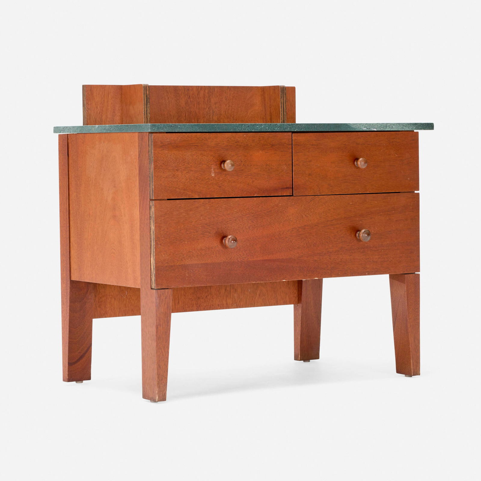 Roy McMakin, Small Three Drawer Chest: Roy McMakin Small Three Drawer Chest Domestic Furniture Co.USA, 1987 / 1992cherry plywood, cherry, stone 29 h x 32 w x 19 d in (74 x 81 x 48 cm) Cabinet features three drawers.