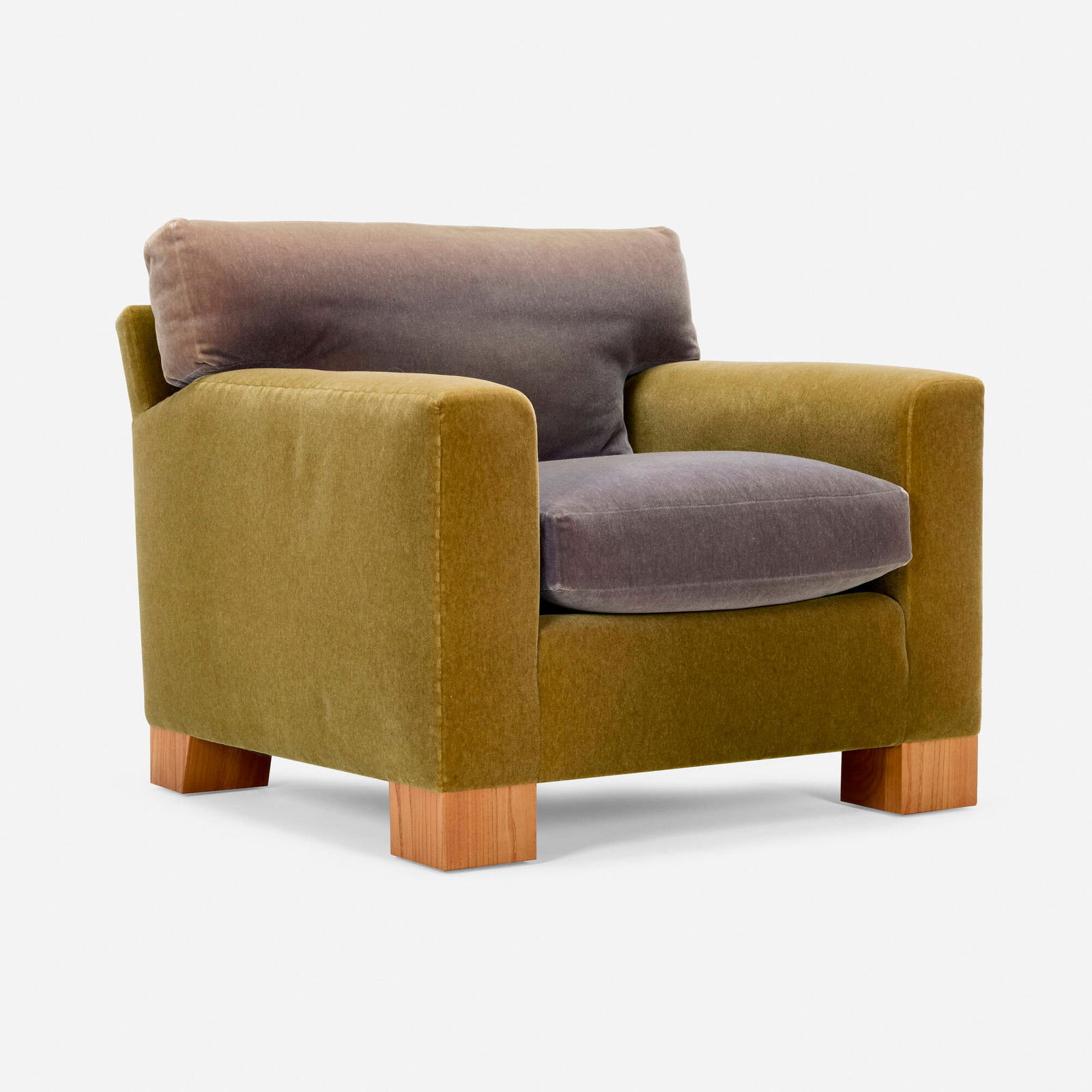 Roy McMakin, Lounge Chair with Arms for the El Vuelo Residence: Roy McMakin Lounge Chair with Arms for the El Vuelo Residence Domestic Furniture Co./Big Leaf ManufacturingUSA, 2002upholstery, elm 34 h x 36 w x 40 d in (86 x 91 x 102 cm) Prove