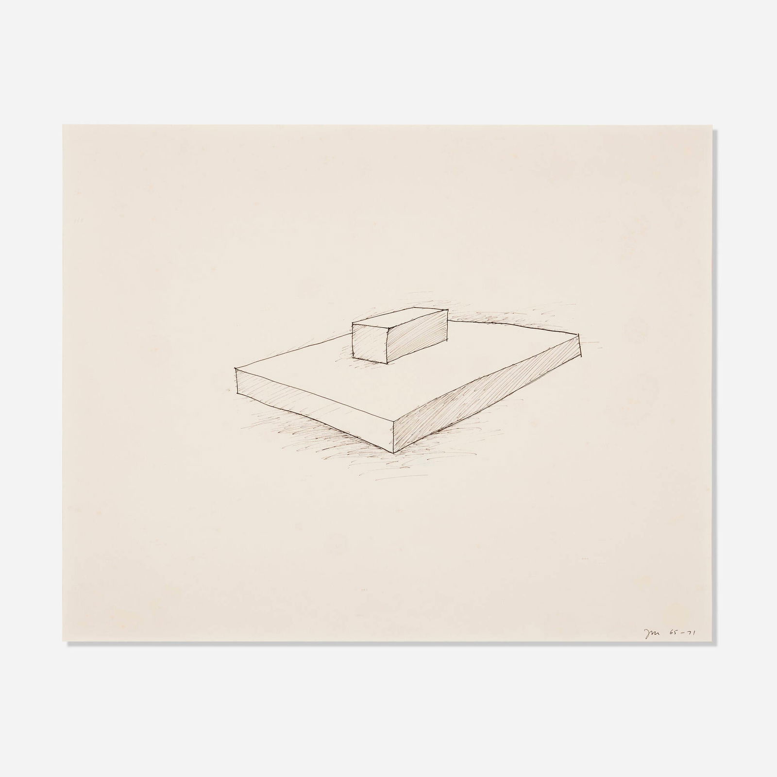 John McCracken, Untitled: John McCracken Untitled 1965-1971ink on paper sight: 16.5 h x 20.75 w in (42 x 53 cm) Signed and dated to lower right 'JM 65-71'. Provenance: The Artist | Collection of