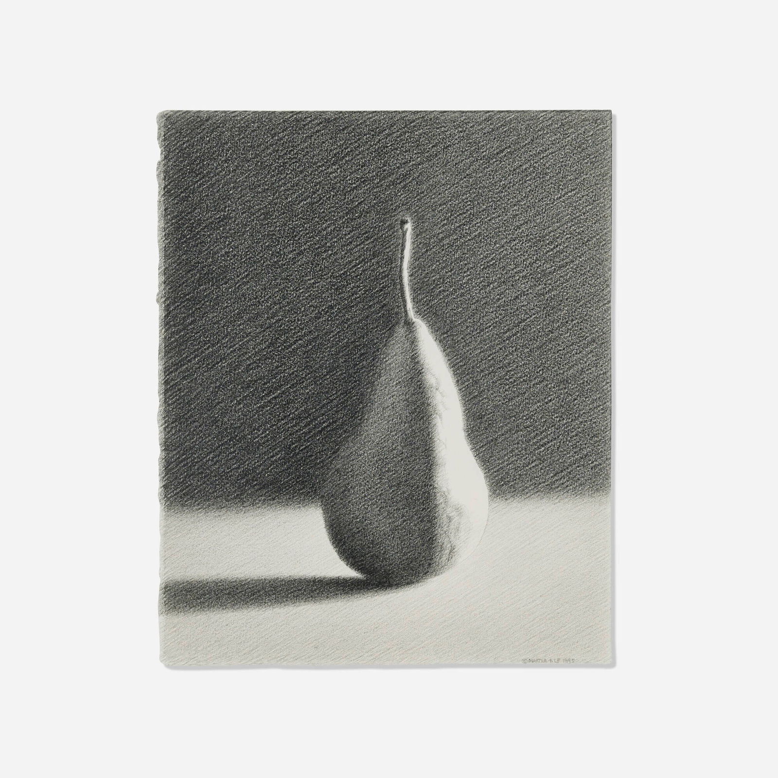 Martha Alf, Tall Bosque Pear: Martha Alf Tall Bosque Pear 1995graphite on paper 11.75 h x 9.75 w in (30 x 25 cm) Signed and dated to lower right '?Martha Alf 1995'. Artist's studio label to frame verso 'Martha Alf Studio'.