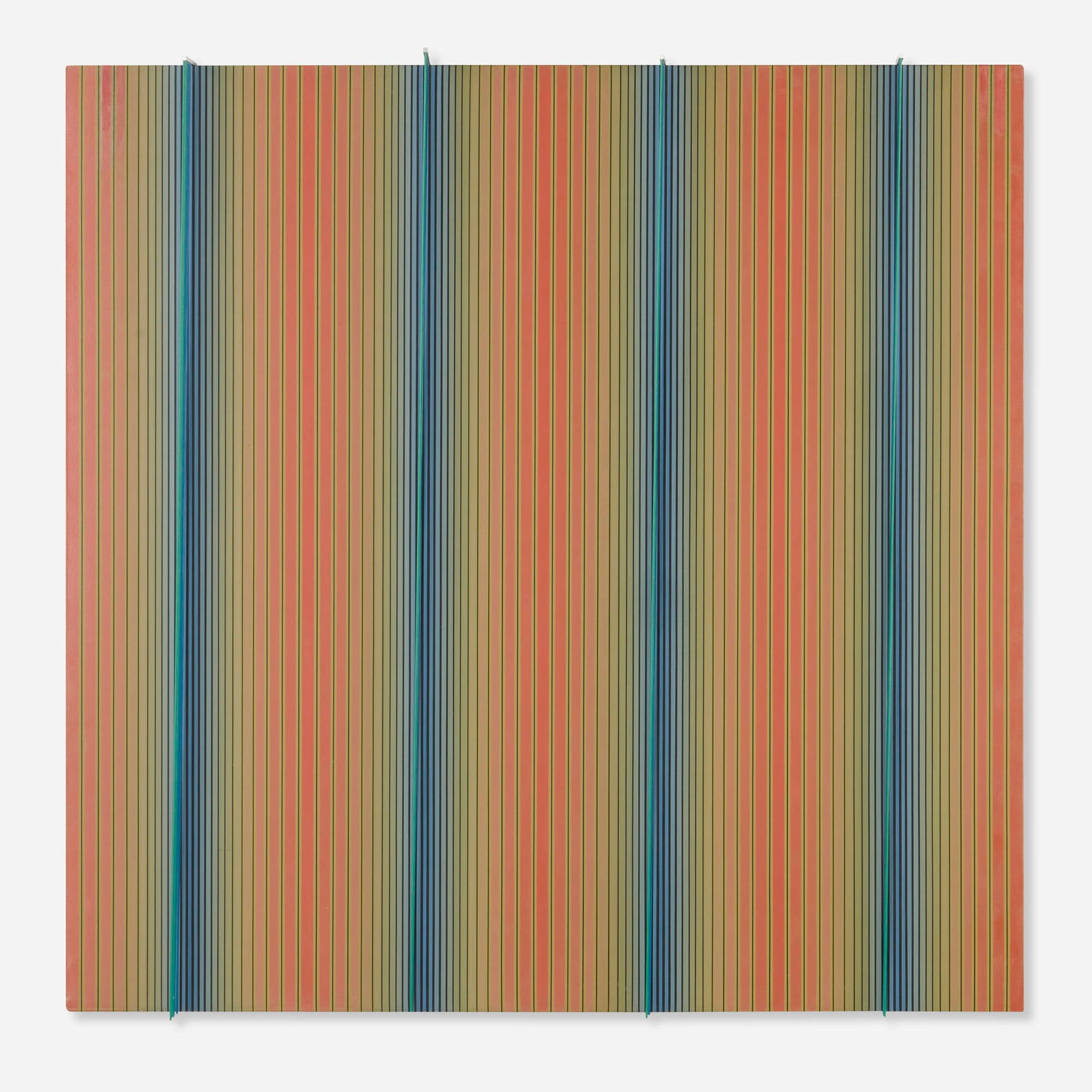 Dario Perez-Flores, Prochromatique No. 347: Dario Perez-Flores Prochromatique No. 347 1997acrylic on canvas mounted to wood with kinetic metal elements 40 h x 40 w x 4.5 d in (102 x 102 x 11 cm) Signed and titled to verso 'Perez-Flores