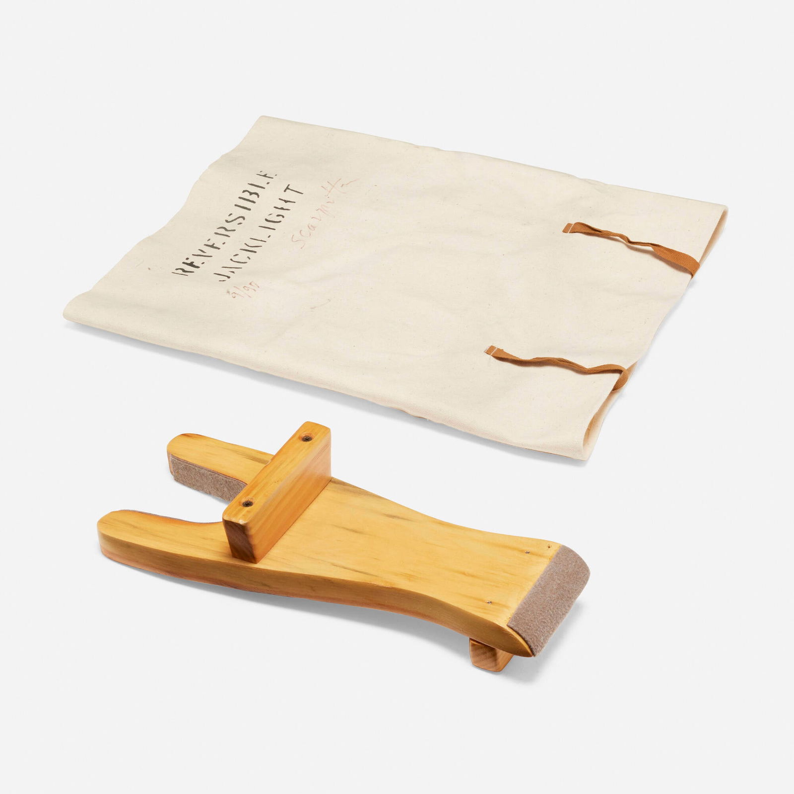 Salvatore Scarpitta, Reversible Jacklight: Salvatore Scarpitta Reversible Jacklight 1989wood, felt, canvas 13.5 h x 4.5 w x 3 d in (34 x 11 x 8 cm) canvas: 29.25 h x 17.5 w in (74 x 44 cm) Signed, dated and numbered to side '9/90 Sc