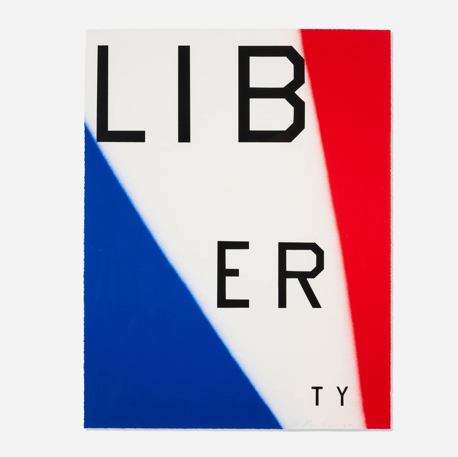 Ed Ruscha, Liberty: Ed Ruscha Liberty 2011lithograph in colors with screenprint 25.75 h x 19.75 w in (65 x 50 cm) Signed, dated and numbered to lower edge '20/75 Ed Ruscha 2011'. This work is number 20 from the e
