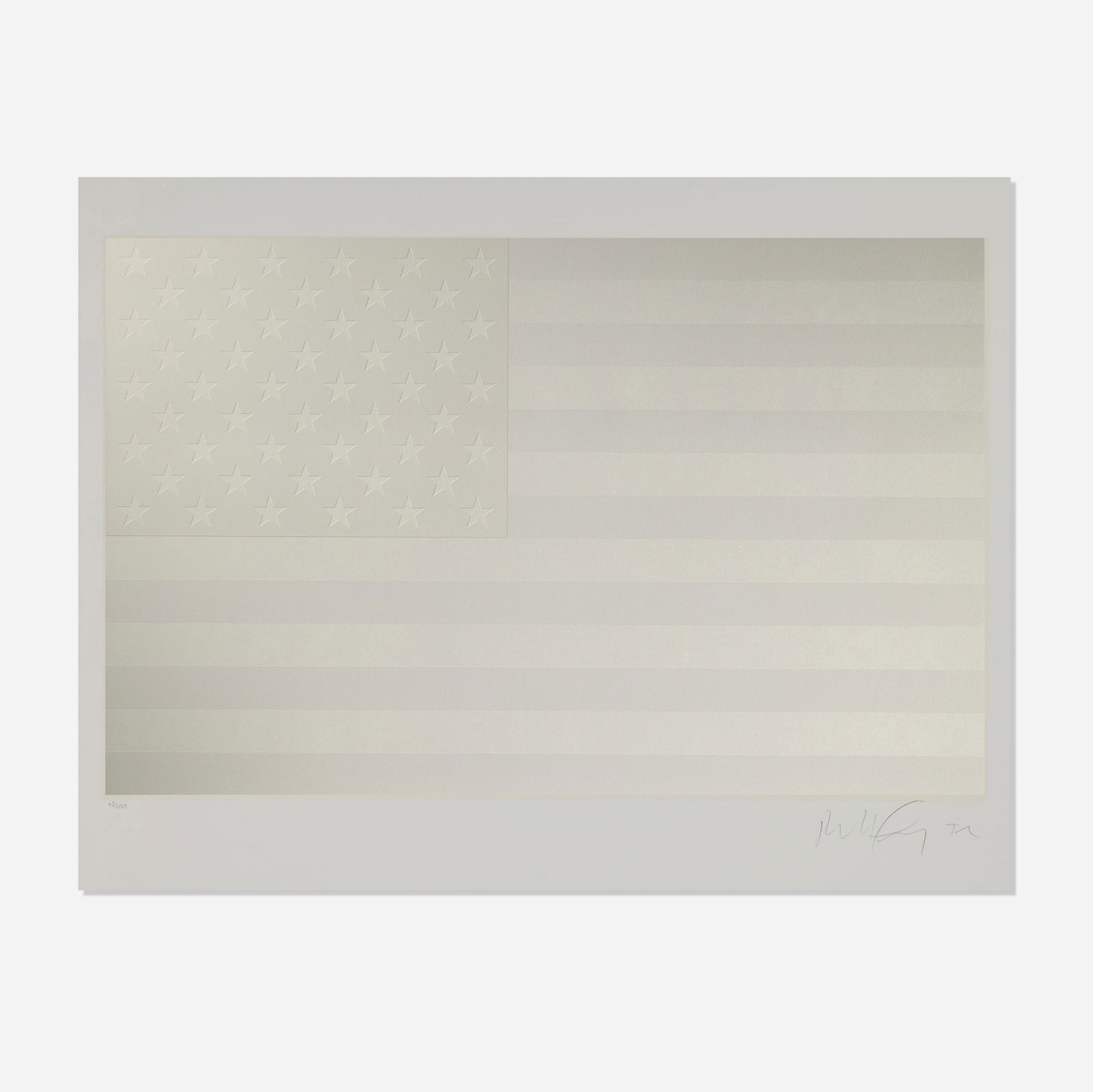 Robert Longo, Untitled (American Flag) (from the Columbus: In Search of a New Tomorrow portfolio): Robert Longo Untitled (American Flag) (from the Columbus: In Search of a New Tomorrow portfolio) 1992screenprint in colors image: 17.875 h x 28.125 w in (45 x 71 cm) sheet: 22.75 h x 29.875 w in (