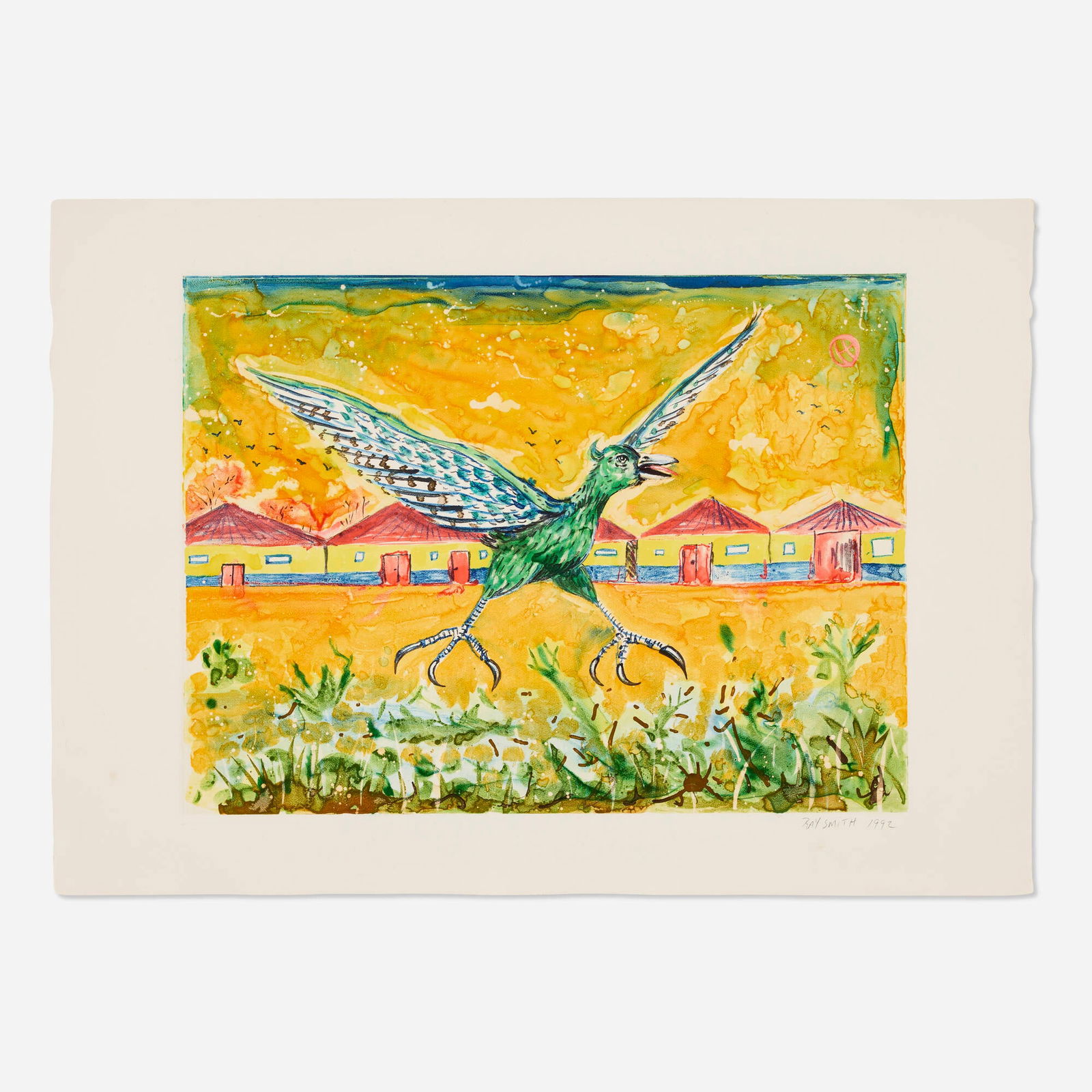 Ray Smith, Untitled (Eagle): Ray Smith Untitled (Eagle) 1992monotype image: 22.75 h x 30.5 w in (58 x 77 cm) sheet: 29.5 h x 41.5 w in (75 x 105 cm) Signed and dated to lower edge 'Ray Smith 1992' with blindstamp. <