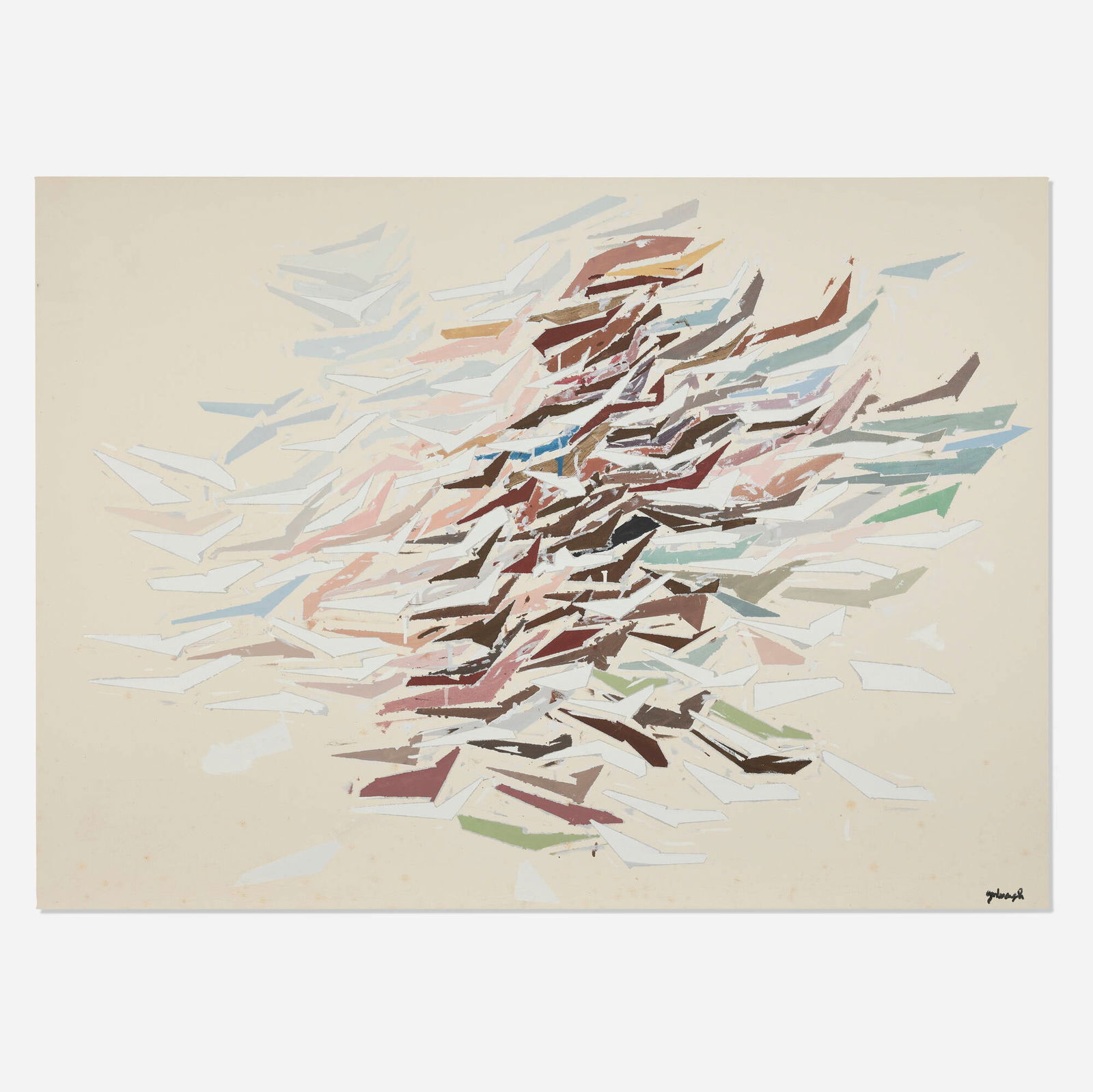 Robert Goodnough, Action: Robert Goodnough Action 1985acrylic and oil on canvas 42 h x 58 w in (107 x 147 cm) Signed to lower right 'goodnough'. Signed, titled and dated to verso 'Action goodnough 1985'.