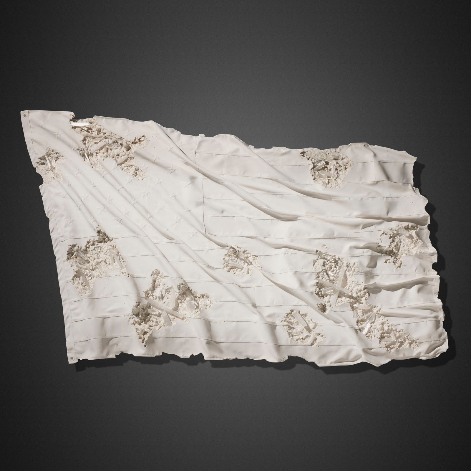 Daniel Arsham, Quartz American Flag (Large): Daniel Arsham Quartz American Flag (Large) 2017quartz, Selenite and hydrostone 45 h x 76.75 w x 4.5 d in (114 x 195 x 11 cm) Provenance: Friedman Benda Gallery, New York | Pri