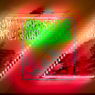Patrick Martinez, What's Crackin': Patrick Martinez What's Crackin' 2012mixed media on acrylic plex and neon 36.75 h x 30 w x 3.5 d in (93 x 76 x 9 cm) Signed to lower right 'Martinez'. Provenance: Acqui