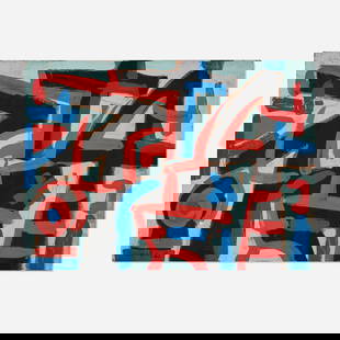 Emerson Woelffer, Forms Divide: Emerson Woelffer Forms Divide 1951 acrylic on board 24 h x 33.25 w in (61 x 84 cm) This work is being sold to raise scholarship funds for the Otis College of Art and Design. Signed and dated to
